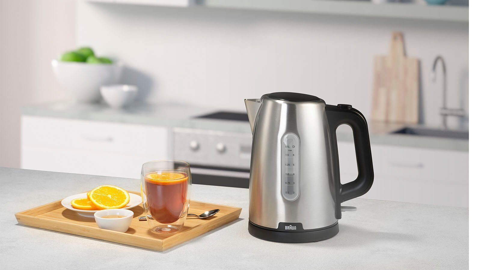 Braun Wasserkocher PurShine WK 1500 BK - 1,7 L, Schnellkochsystem, Anti-Kalk Filter, 1,7 l, 2200 W, 2.000 W, Kocht 200 ml in 45 Sek., 360 Grad Heitzsockel