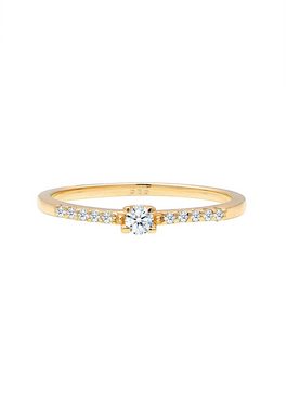 Elli DIAMONDS Verlobungsring Geo Microsetting Diamant (0.11 ct) 585 Gelbgold