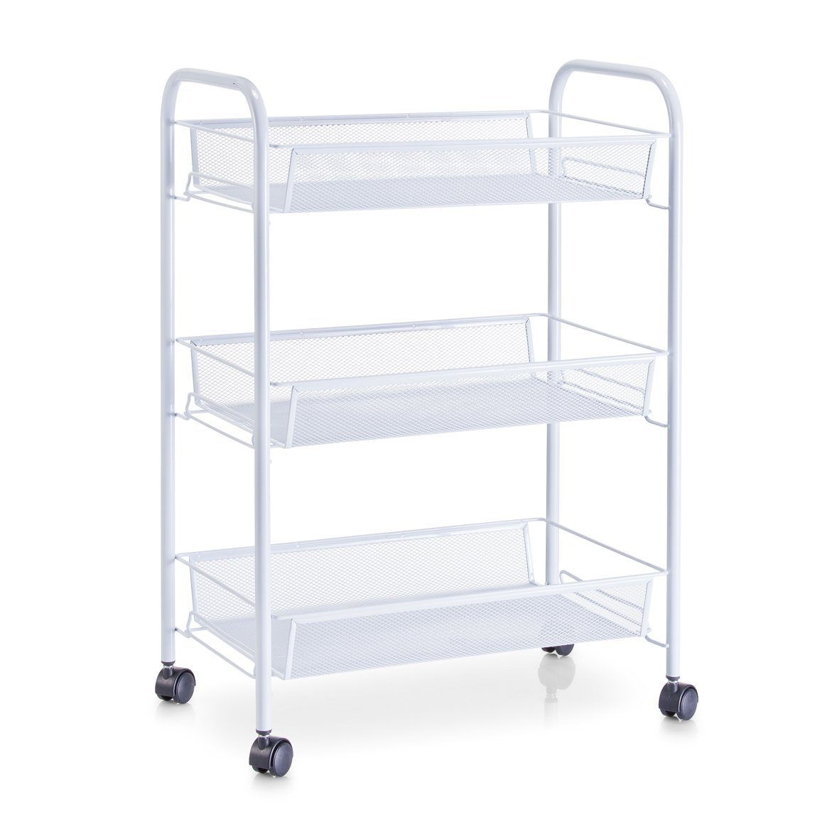 Zeller Present Rollwagen Etagen-Rollwagen, Mesh, weiß, Metall, 43,5 x 26 x 62,5 cm