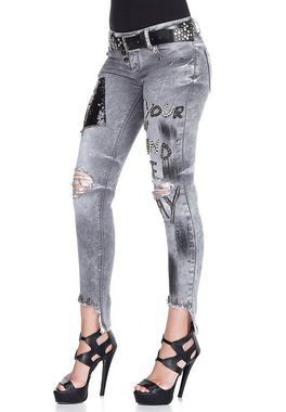Cipo & Baxx Bequeme Jeans mit Patches und Pailletten