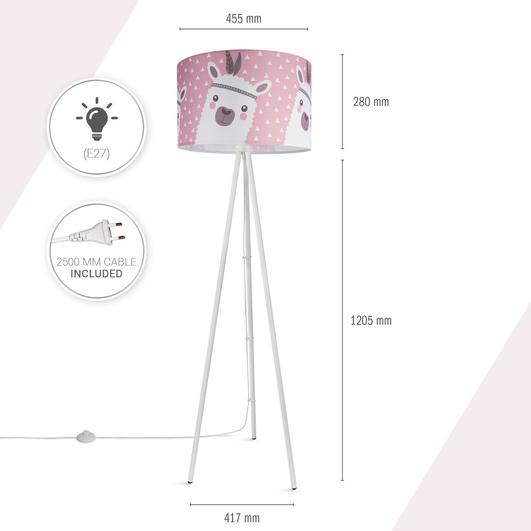 Leuchtmittel, ohne Stehleuchte Kinderlampe Paco Ela, Stehlampe Home Kinderzimmer E27 Lampe LED Trina Mit Lama-Motiv