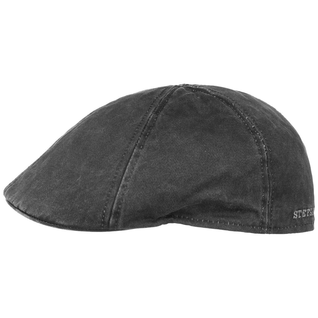 Stetson Flat Cap schwarz Schirm Baumwollcap mit (1-St)