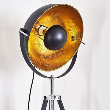 hofstein Stehlampe »Ghedi« Vintage Stehleuchte in Schwarz/Gold aus Metall, ohne Leuchtmittel, Gestell Holz in Weiß, Ø45cm, E27, verstellbare Bodenleuchte