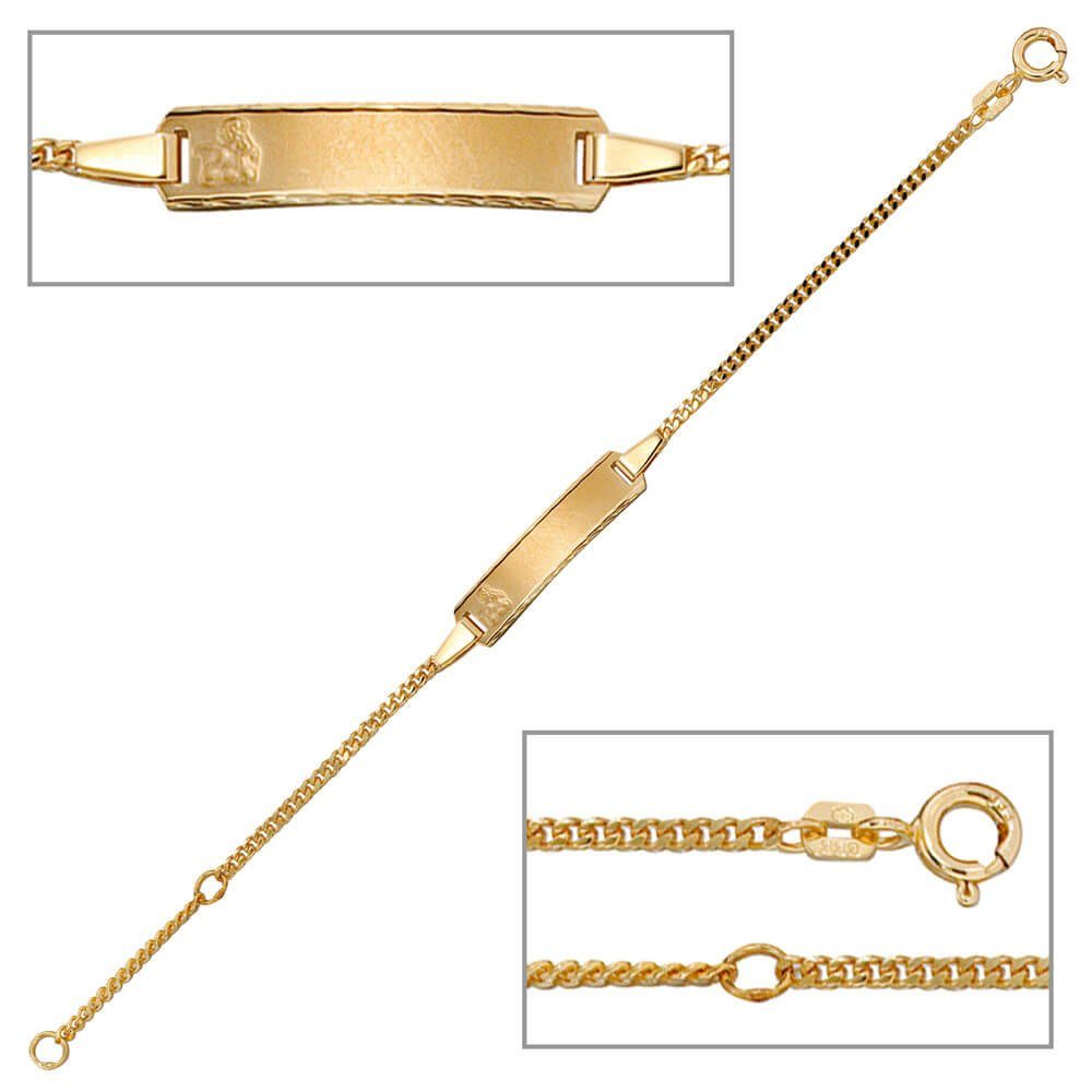 Schmuck Krone Goldarmband Goldarmband für Kinder Armband Schildband mit Engel 333 Gold Gelbgold 14cm