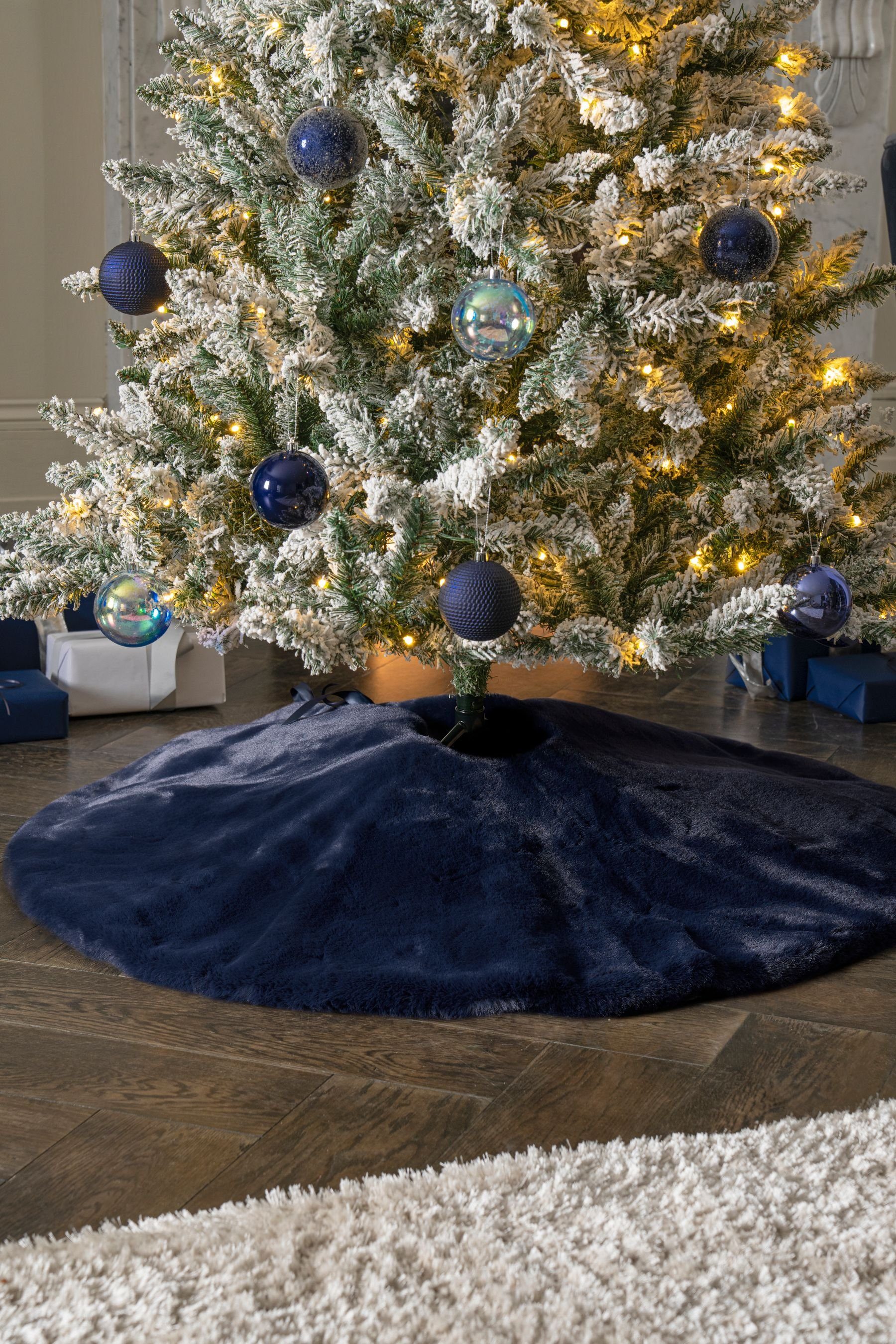 Baumteppich Weihnachtsbaumdecke aus Kunstfell, Blue Next Navy