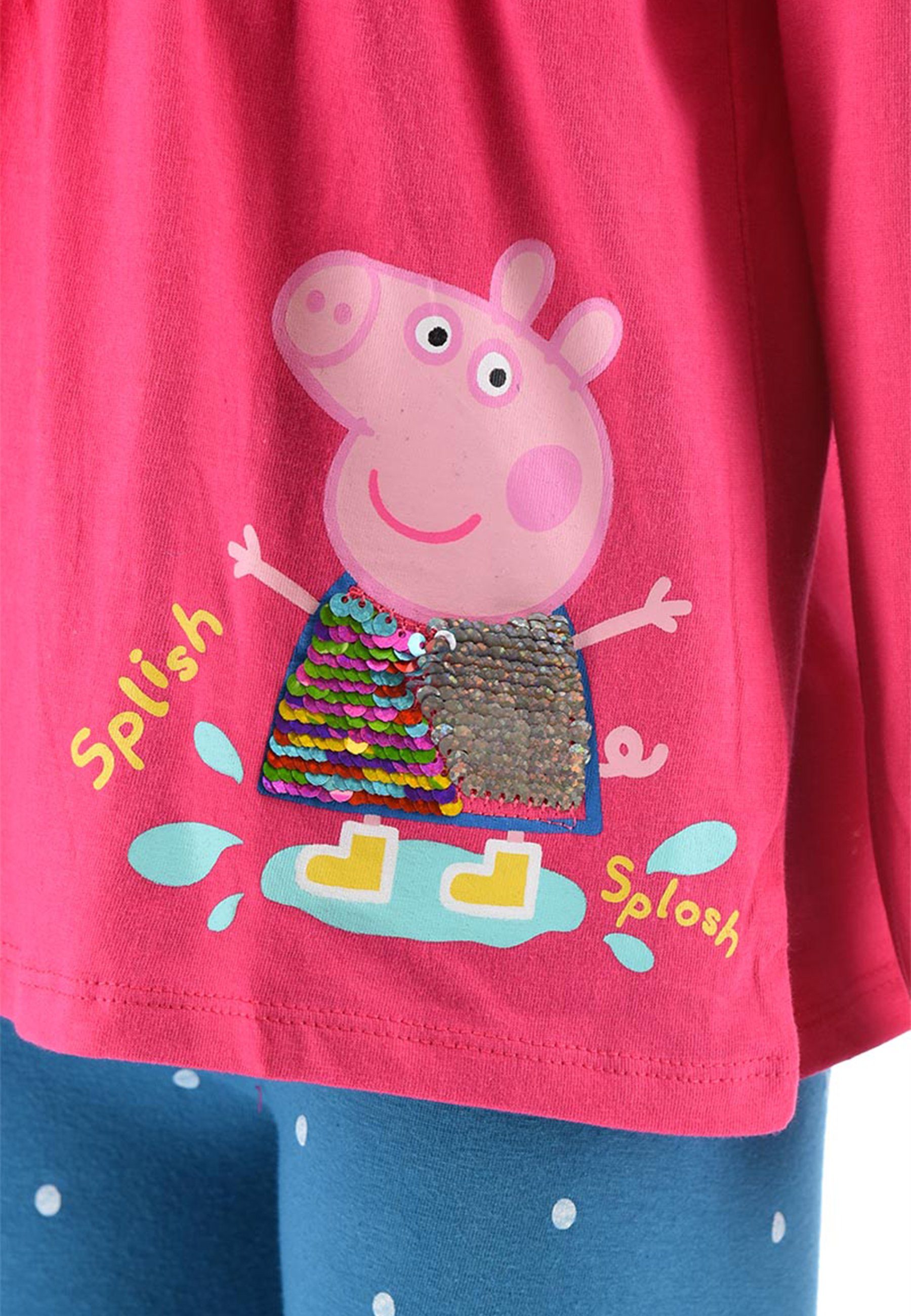 Pink Leggings Schlafanzug Pig mit Peppa (2 T-Shirt Sommer-Set Hose Oberteil tlg)
