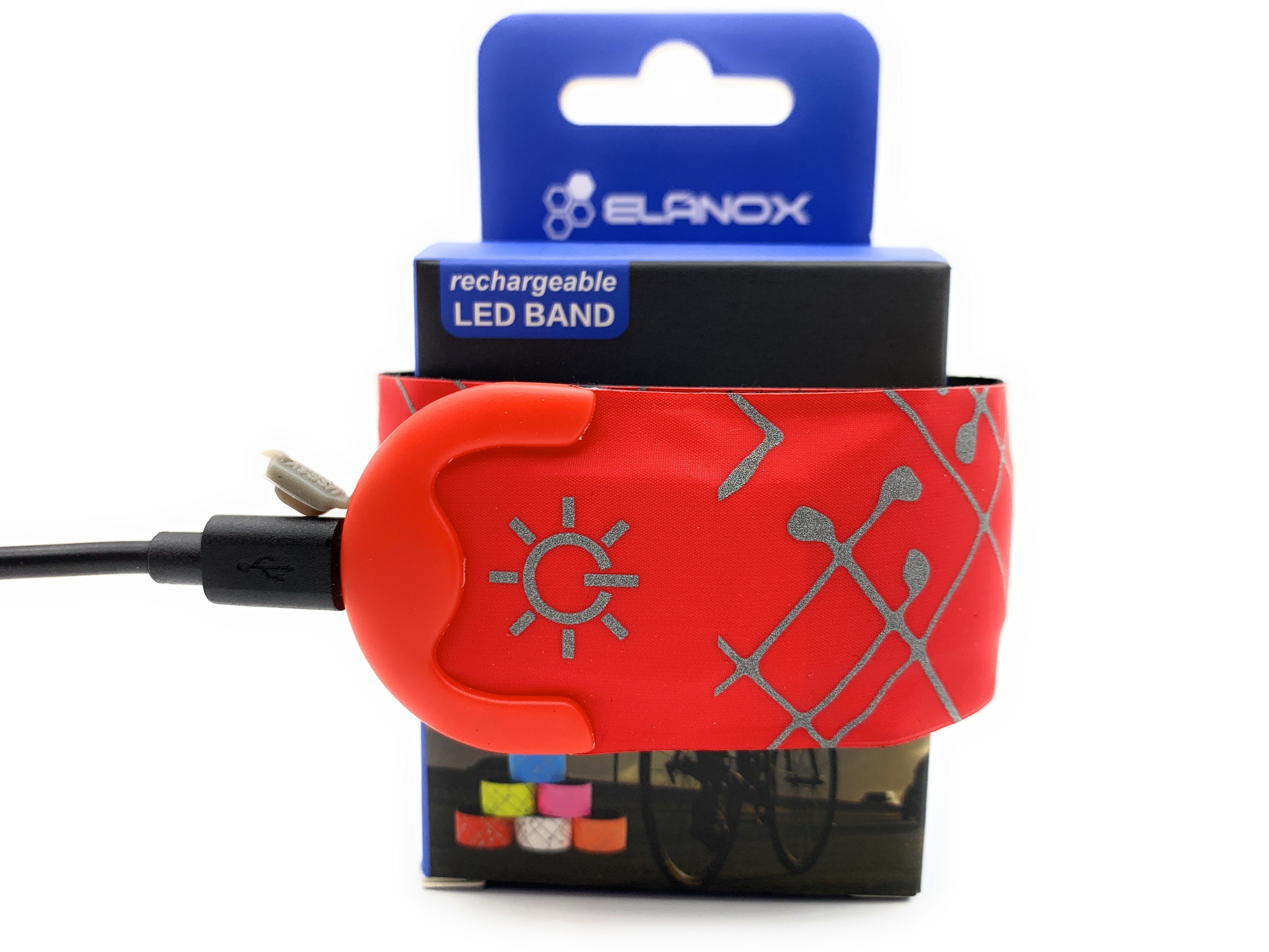 ELANOX LED Blinklicht LED Armband Leuchtband Sport Outdoor Reflektorband Sicherheitslicht 1 x rot mit Akku