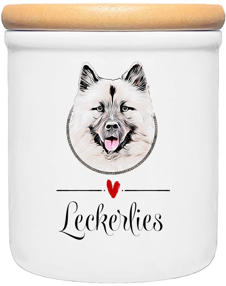 mit - Deutschland, 400 Keramikdose Cadouri Hunderasse, in Holzdeckel), für Keramik, für EURASIER Hundebesitzer, (Leckerlidose Hundekekse, Hund Leckerlidose ml handgefertigt 2-tlg., Hundekeksdose, 1x mit Vorratsdose -