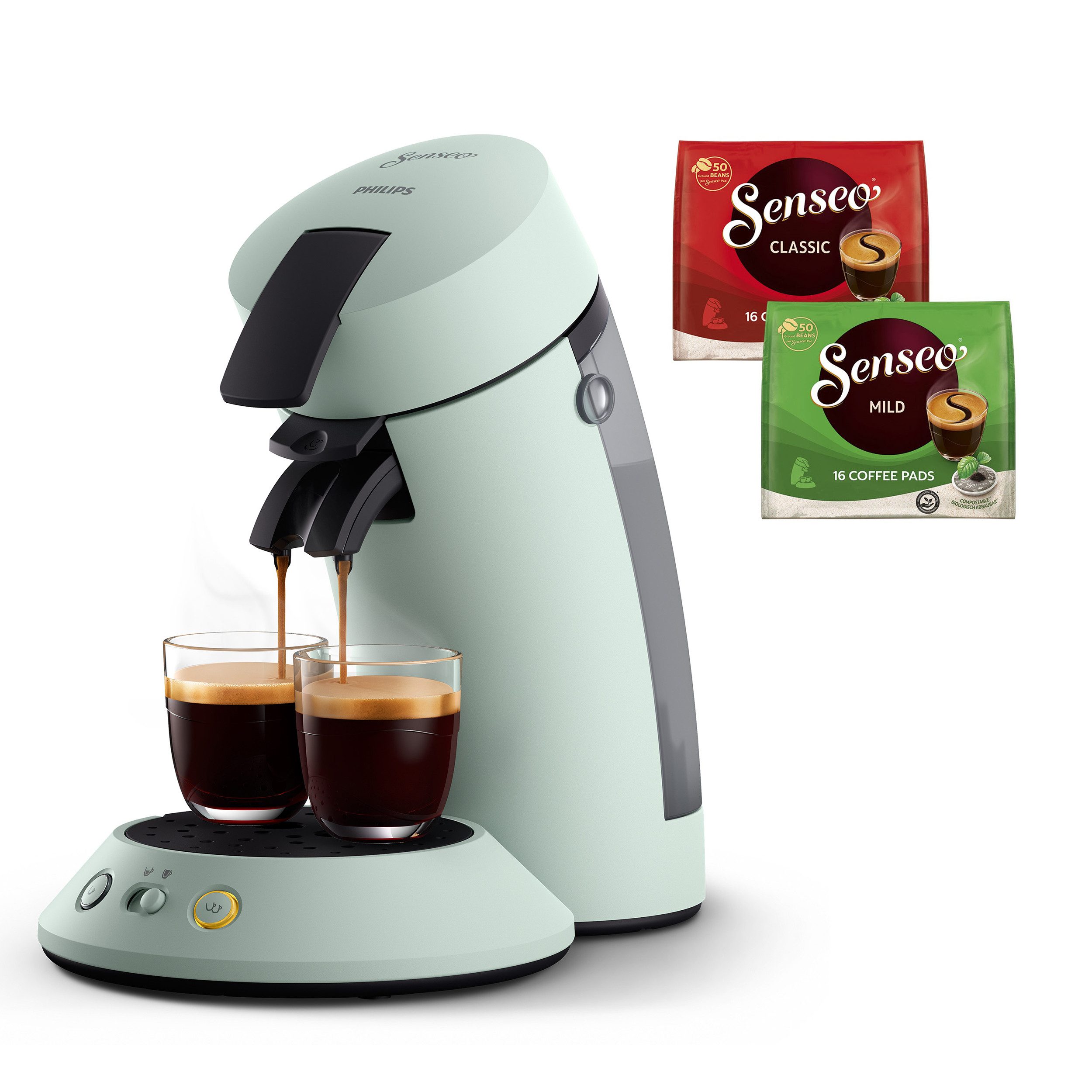 Philips Senseo Kaffeepadmaschine Original Plus CSA210/20, mit zwei Kaffee-Einstellungen, aus 28% rec. Plastik, inkl. Gratis-Zugabe (Wert 5 € UVP)
