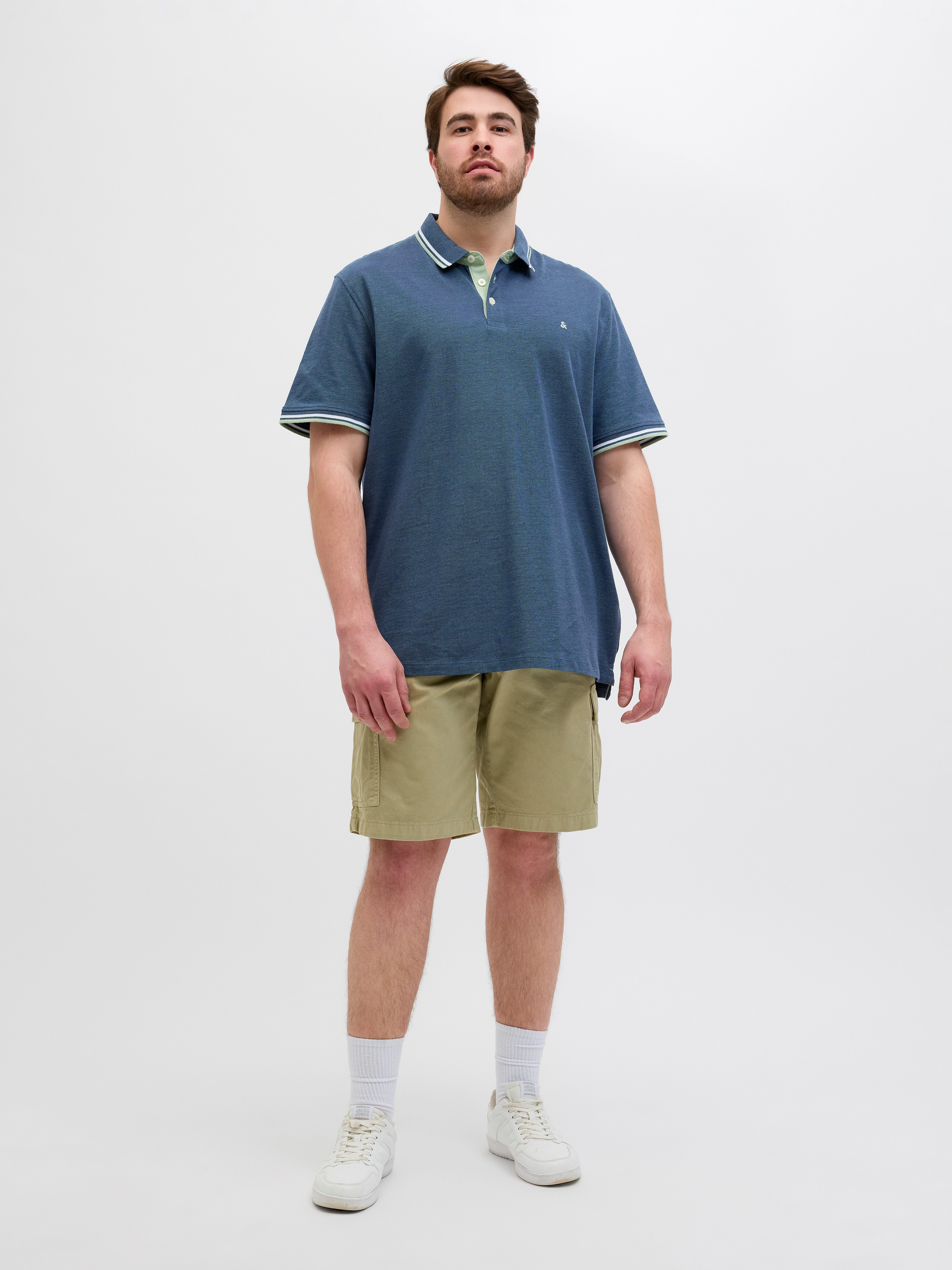 Jack & Jones PlusSize Poloshirt JJEPAULOS POLO SS NOOS PLS Baumwolle, regular fit