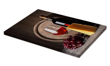Posterlounge Leinwandbild Editors Choice, Rotwein mit Käse und Trauben, Mediterran Fotografie