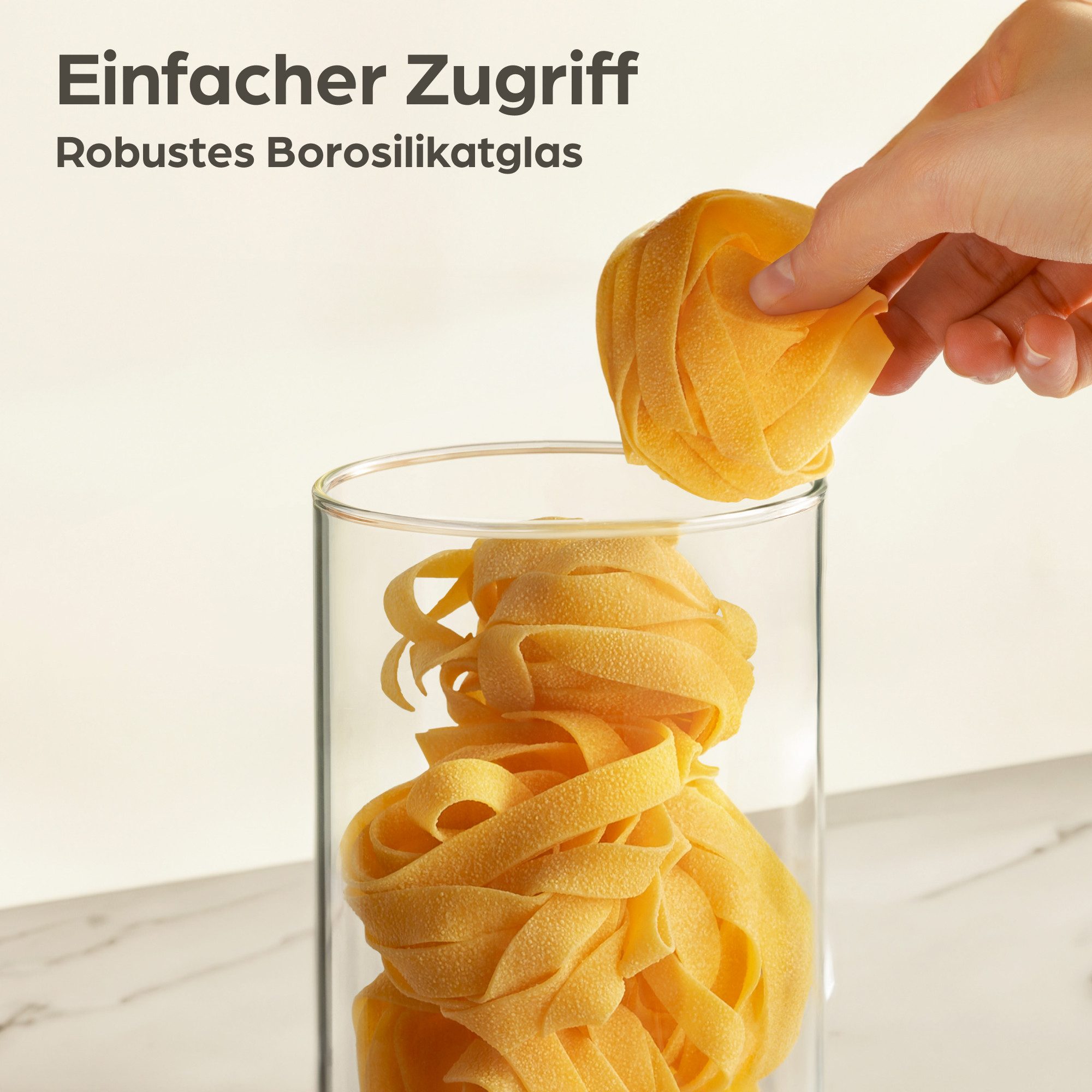 Praknu Vorratsdose Vorratsdosen mit Deckel für Spaghetti 2er Set - Luftdicht mit, Borosilikatglas, (Set, 2-tlg), Aufbewahrung Küche Lebensmittel aus Glas - Luft – Bild 5 von 5