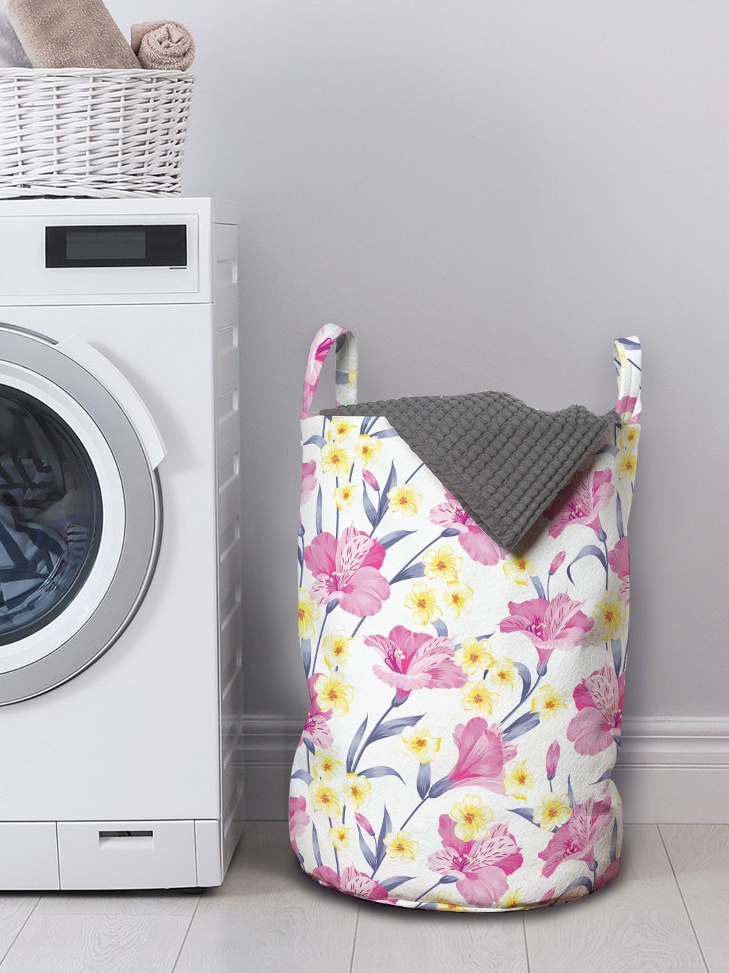 für Waschsalons, rosa Wäschesäckchen Griffen mit Tropisch Plumeria Kordelzugverschluss Wäschekorb und Abakuhaus Hibiscus