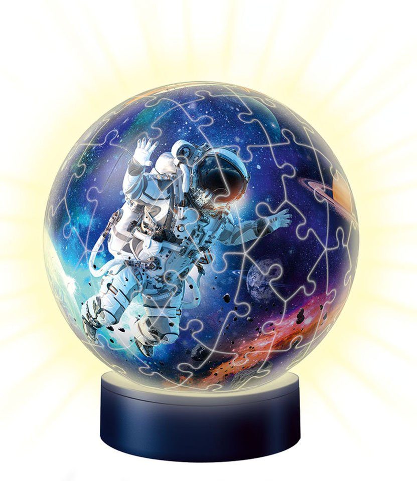 Ravensburger Puzzleball Nachtlicht Astronauten LEDs; inkl. 72 - mit FSC® Wald Leuchtsockel - Puzzleteile, im weltweit schützt Weltall