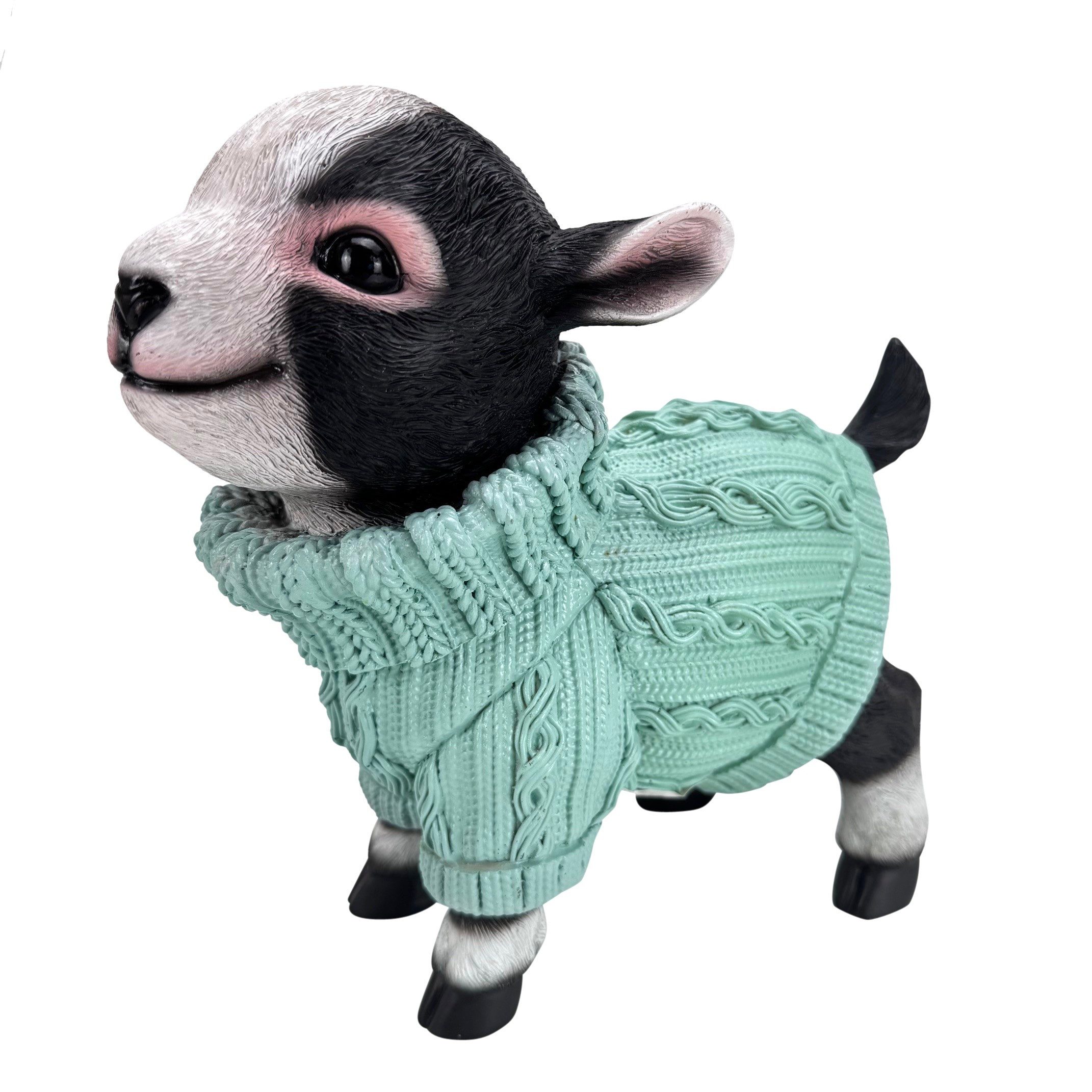 Online-Fuchs Gartenfigur süße Ziegen mit Pulli für außen - Deko Figuren Frühling, Sommer, (16 oder 24 cm groß), aus langlebigem Kunstharz gefertigt, wetterfest  – Bild 2 von 5