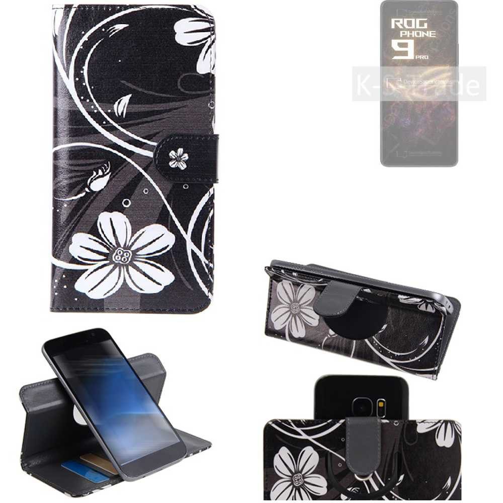 K-S-Trade Handyhülle für Asus ROG Phone 9 Pro, Schutzhülle Handyhülle Hülle 360° Wallet Case “Flowers“