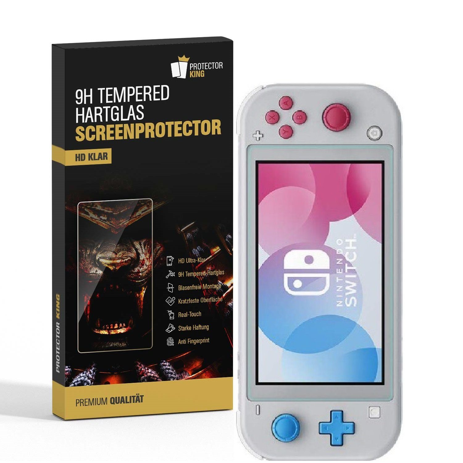 Protectorking Schutzfolie 1x 9H Panzerglas für Nintendo Switch Lite Displayschutz Schutzglas, (1-Stück), klar