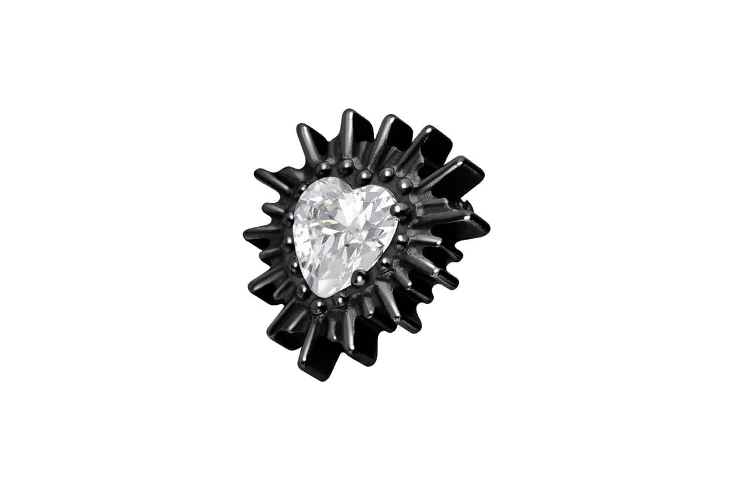 PIERCINGLINE Piercing-Set Titan Schraubaufsatz mit Außengewinde KRISTALLHERZ + SONNENSTRAHLEN (Schraub-Aufsätze, 1-tlg)
