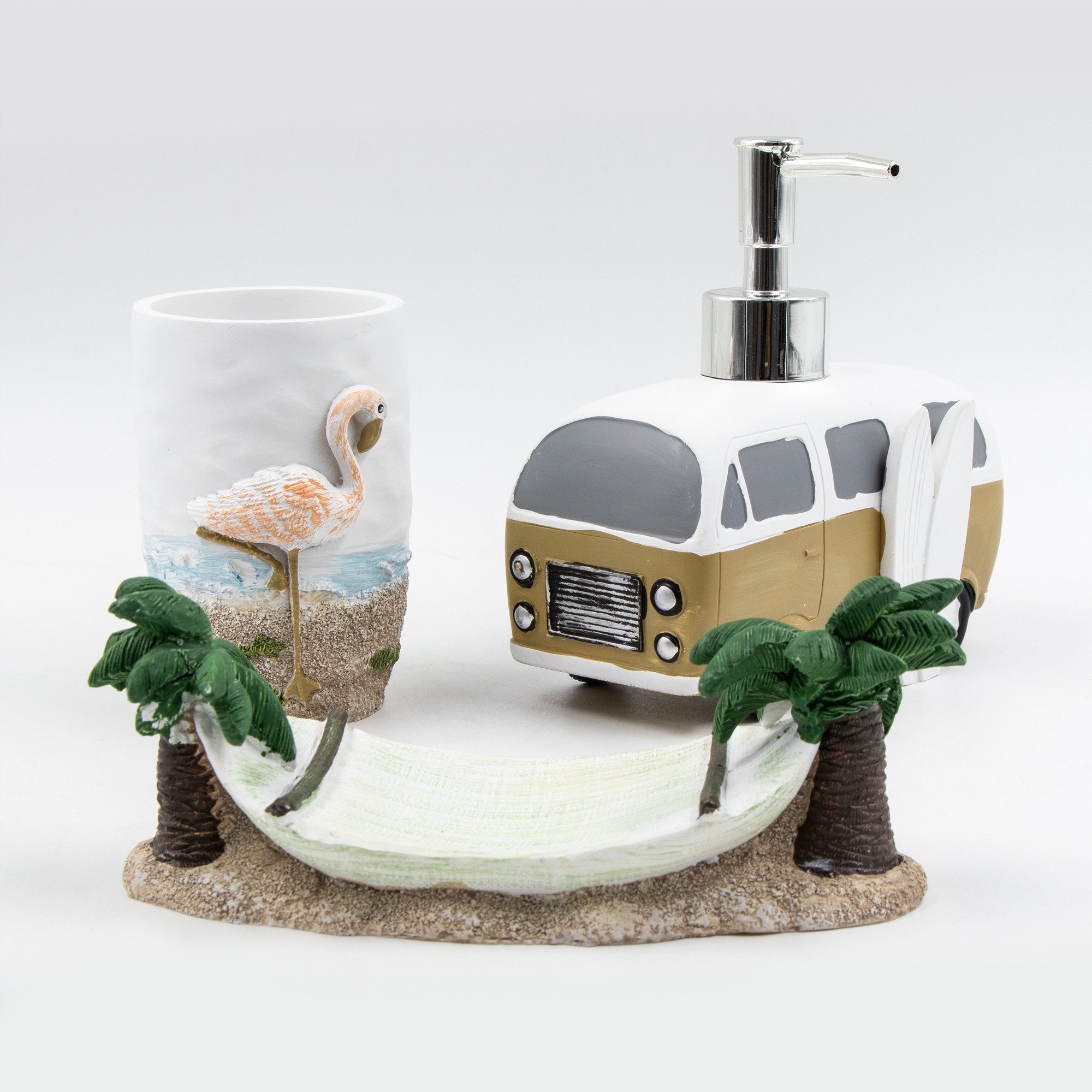 KVOTA Badaccessoire-Set 3-tlg. Badezimmer-Accessoires-Set "Malibu“ Seifensp günstig online kaufen