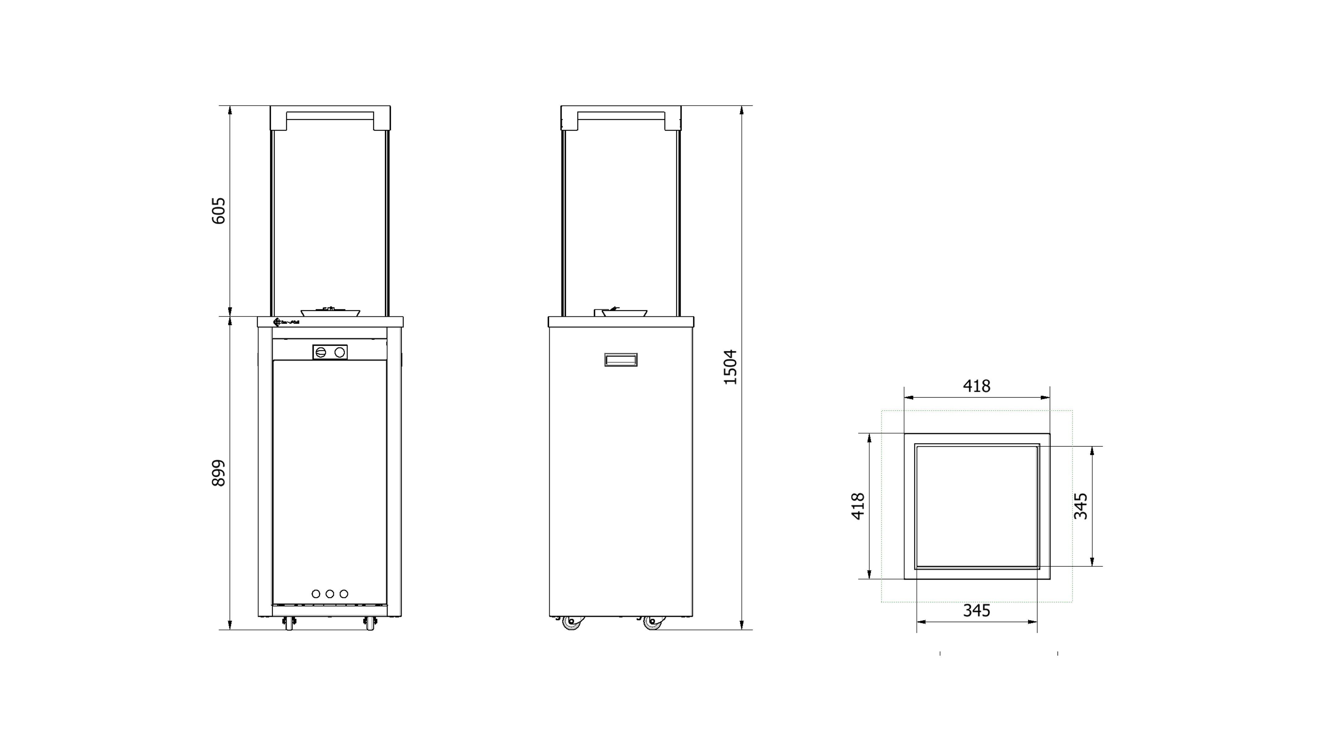 Kratki Echtfeuer-Dekokamin TERRASSENHEIZER PATIO LIGHT