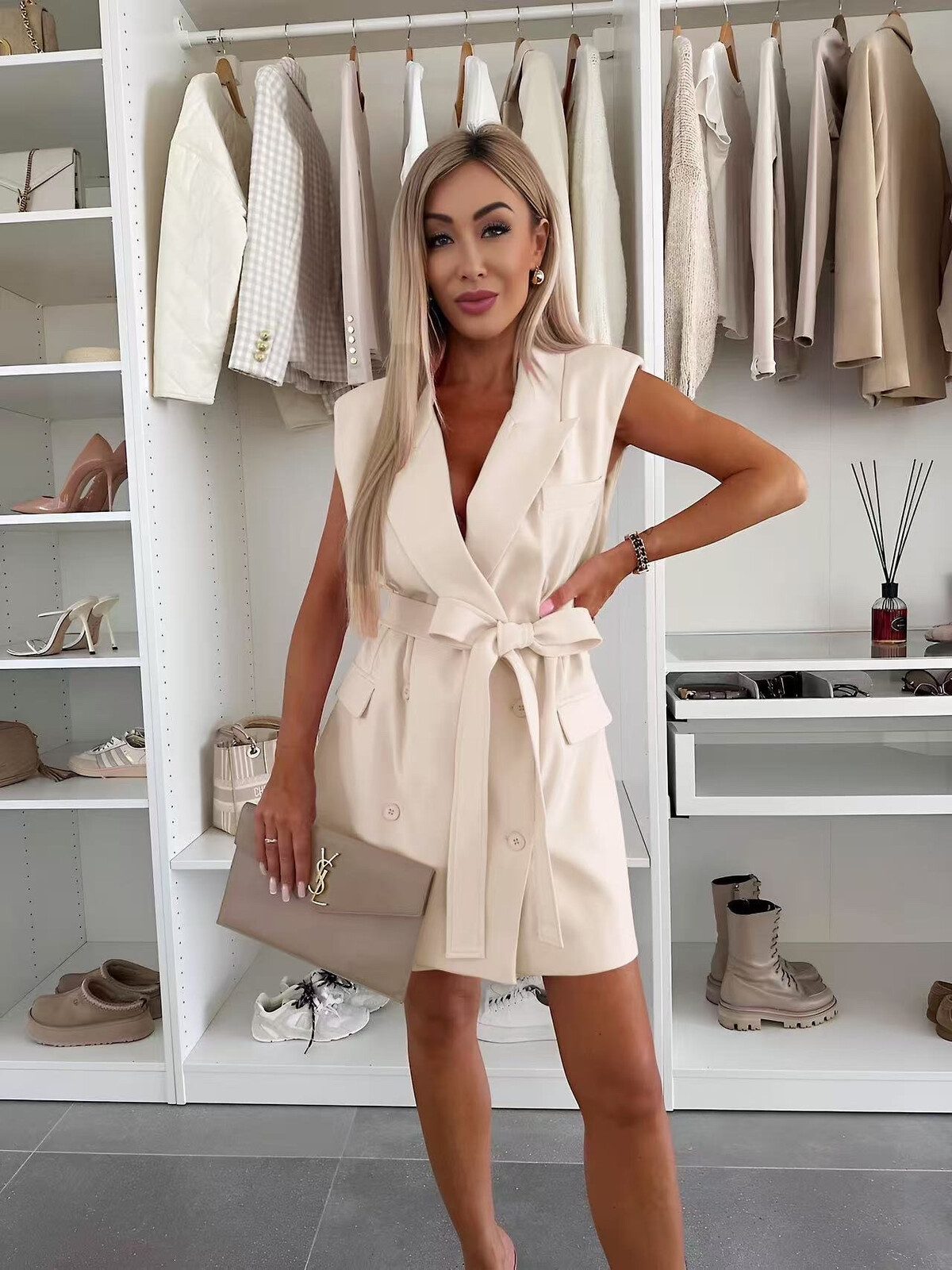 Lelü Fashion Longblazer ärmelloses Blazerkleid mit günstig online kaufen