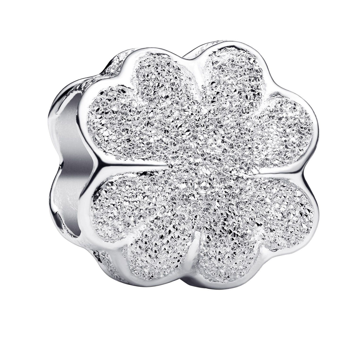 Pandora Charm-Armband Damen-Silber Geschenk-Set mit Mini Kleeblatt matt
