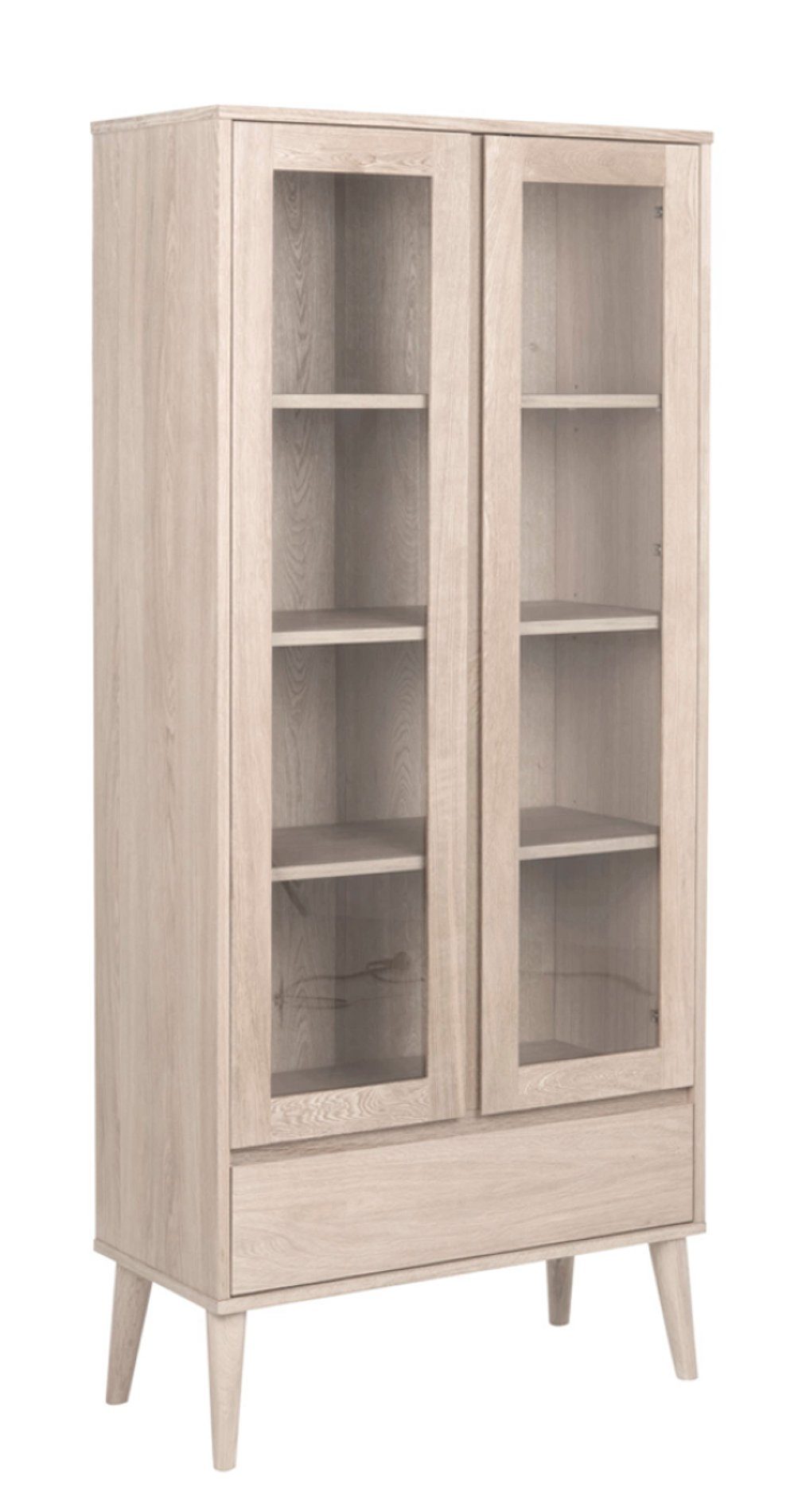 ebuy24 Vitrine Naila Vitrine mit 2 Glastüren und 1 Schublade aus