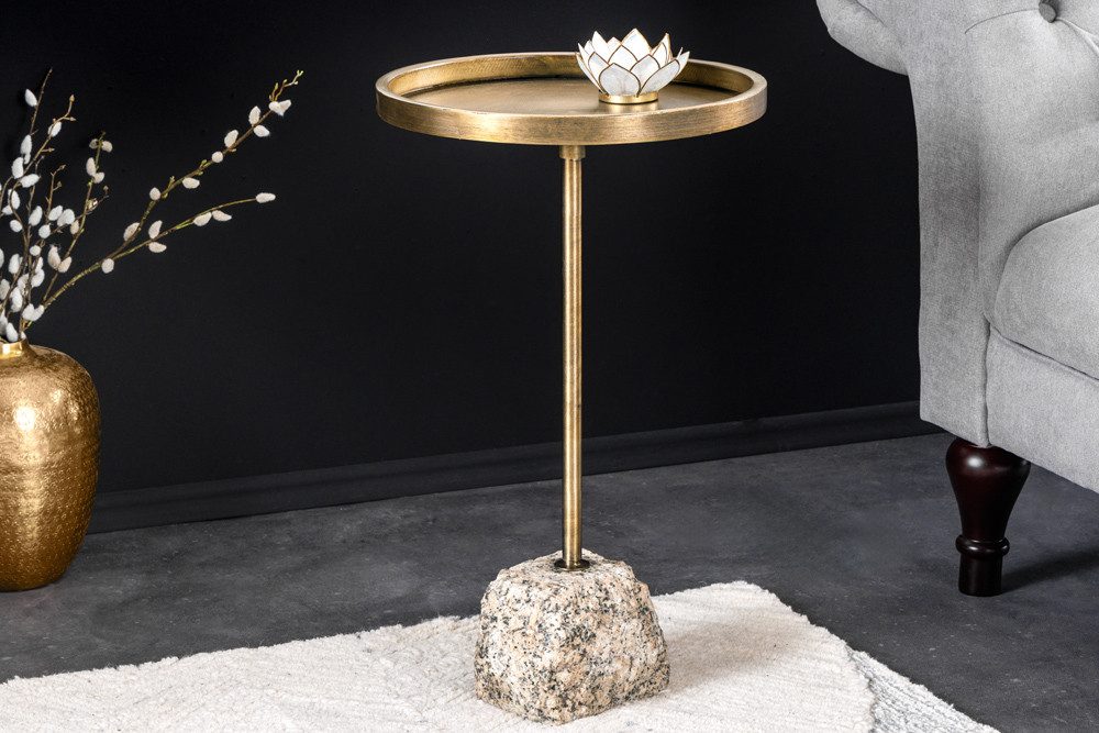 riess-ambiente Beistelltisch TRAYFUL 60cm messing antik / natur · Wohnzimme günstig online kaufen