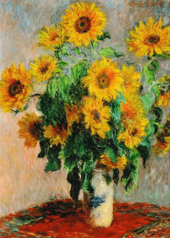 Postkarte Kunstkarte Claude Monet "Sonnenblumen-Strauss"
