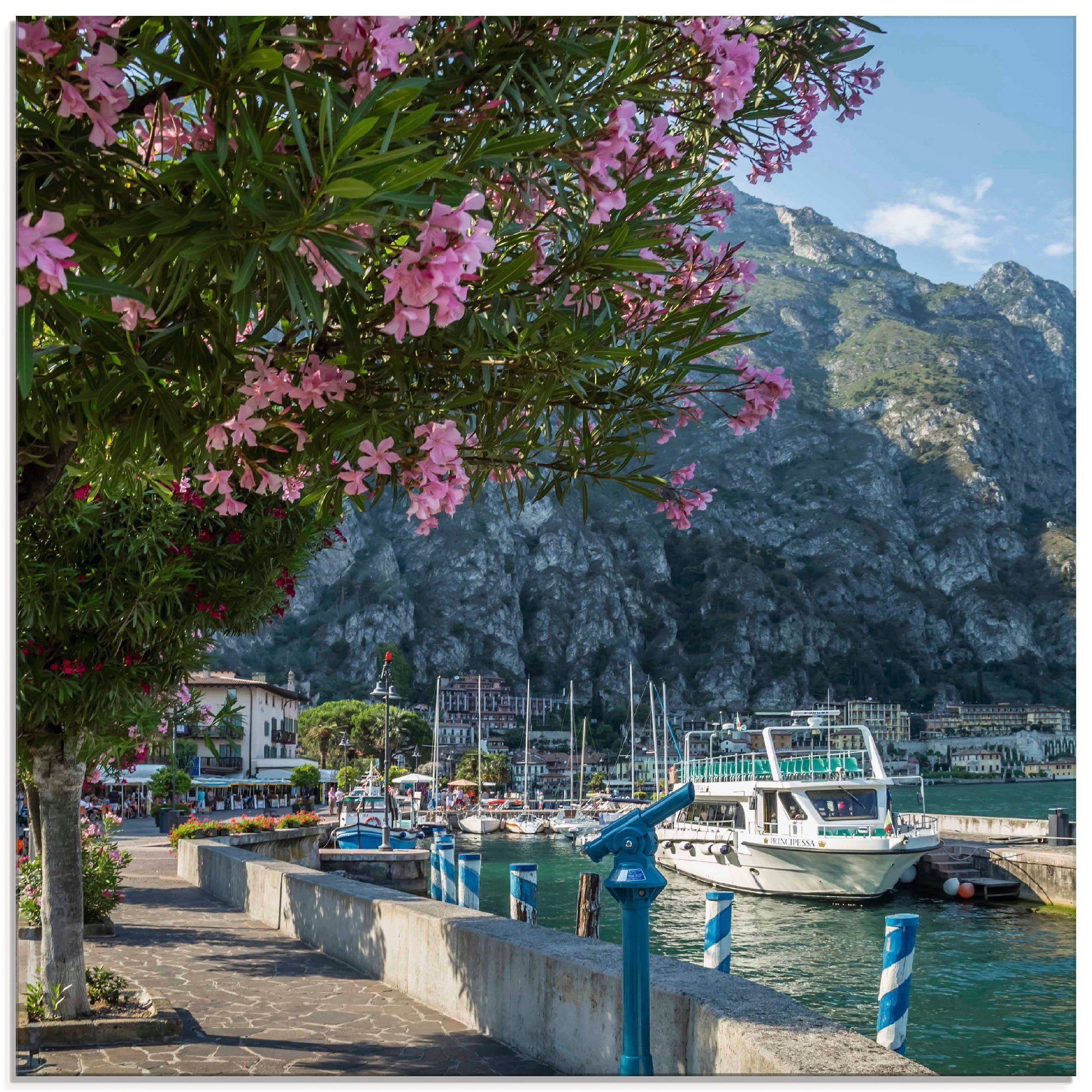 Artland Glasbild Gardasee Hafen Limone sul St), Europa (1 Garda, Größen in verschiedenen