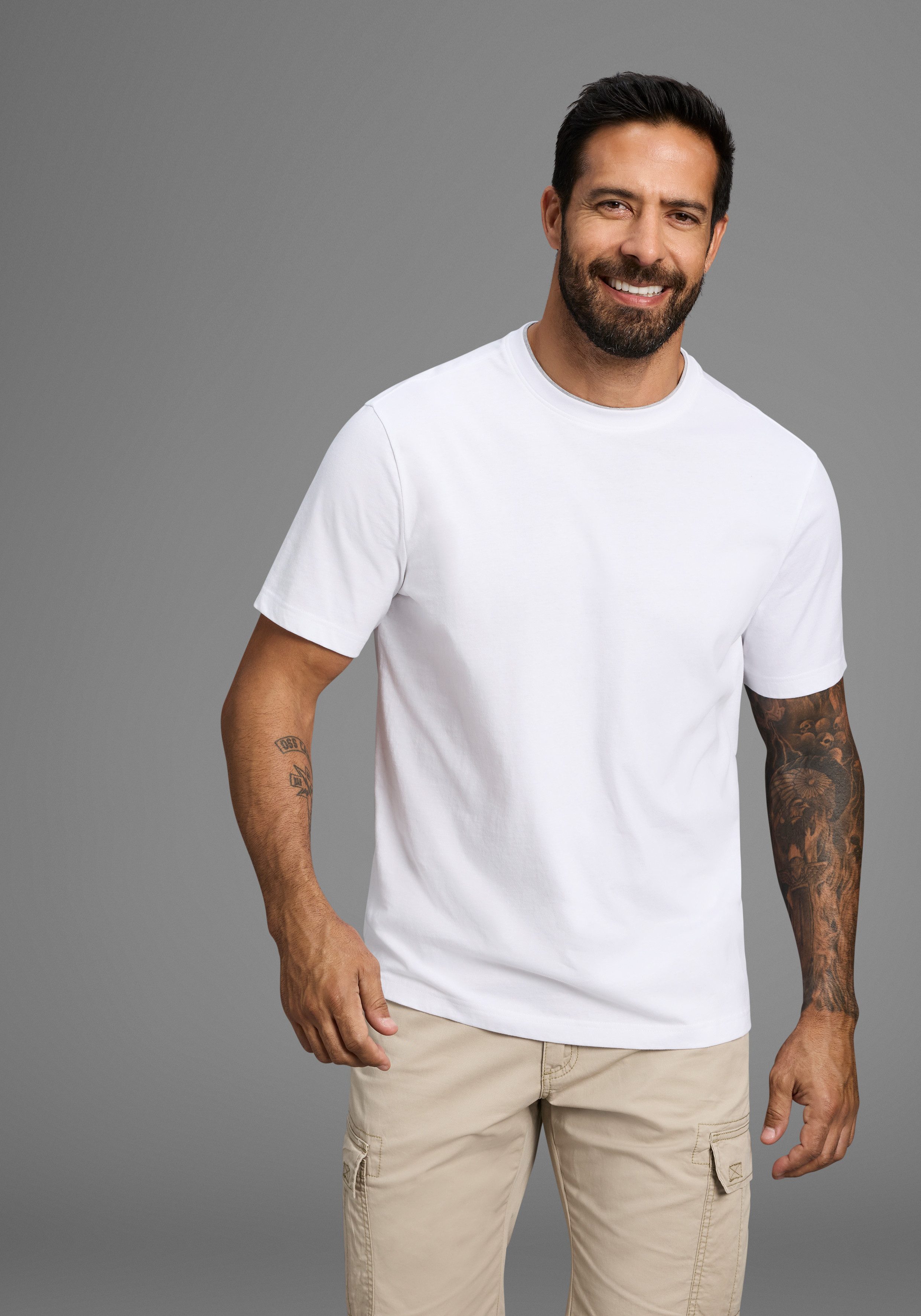 Man's World Rundhalsshirt Neue Kollektion! (2-er Pack) mit kontrastfarbigen günstig online kaufen