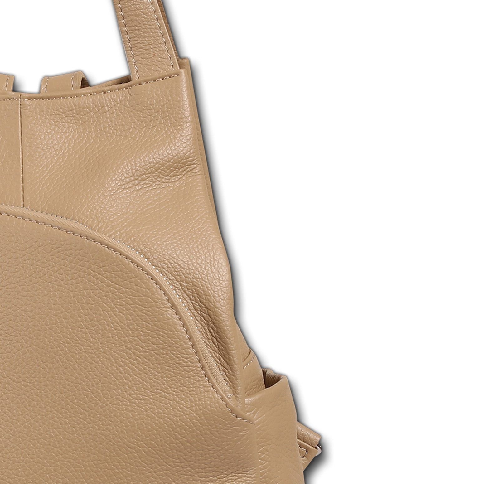 FLORENCE Cityrucksack Florence Rucksack Damen Echtleder, Damen Cityrucksack Leder, taupe, beige ca. 27cm