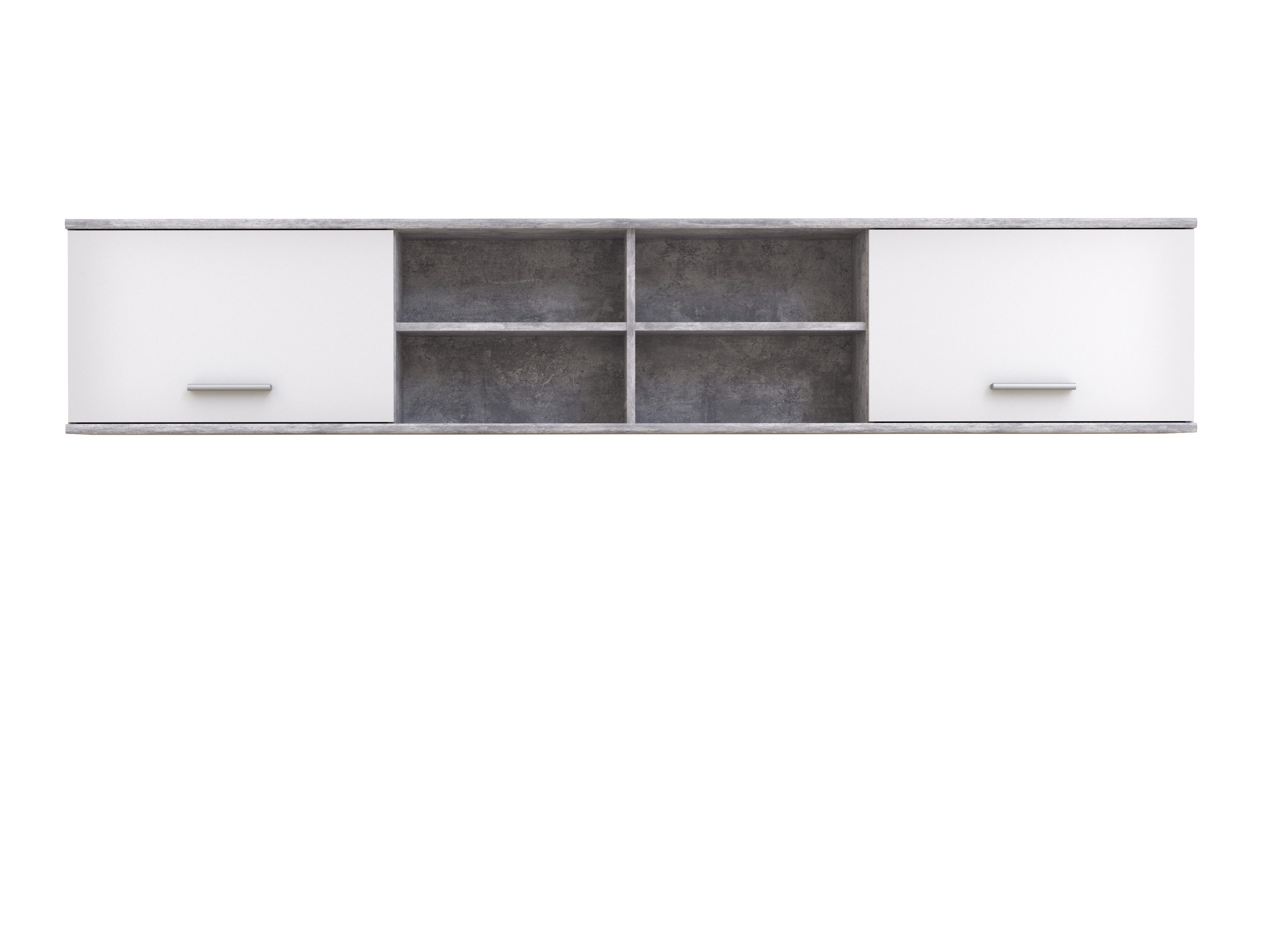 freiraum Wandregal LUPO, in Betonoptik Lichtgrau/ Weiß - 206,4x39,3x25,1cm (BxHxT)