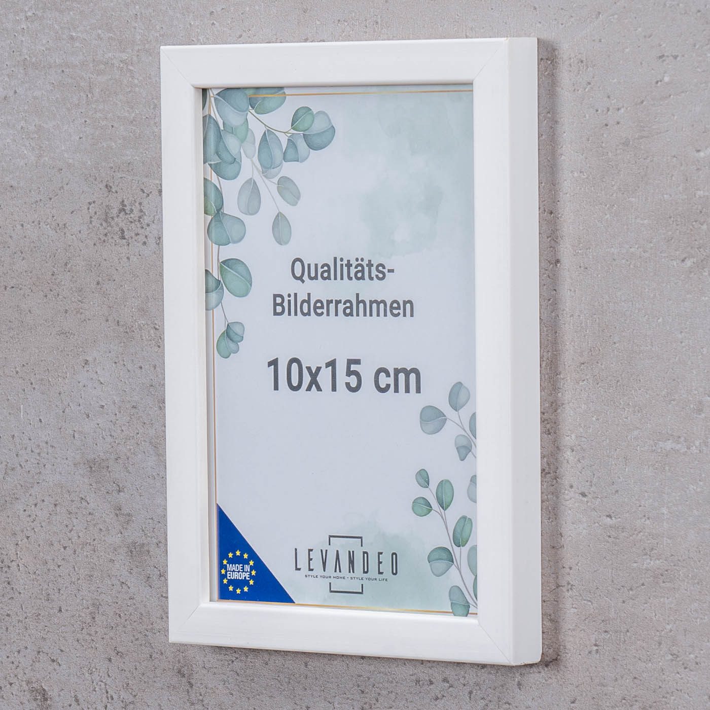 Levandeo® Bilderrahmen, Bilderrahmen Echtholz Made in EU 10x15 Weiß Glassch günstig online kaufen