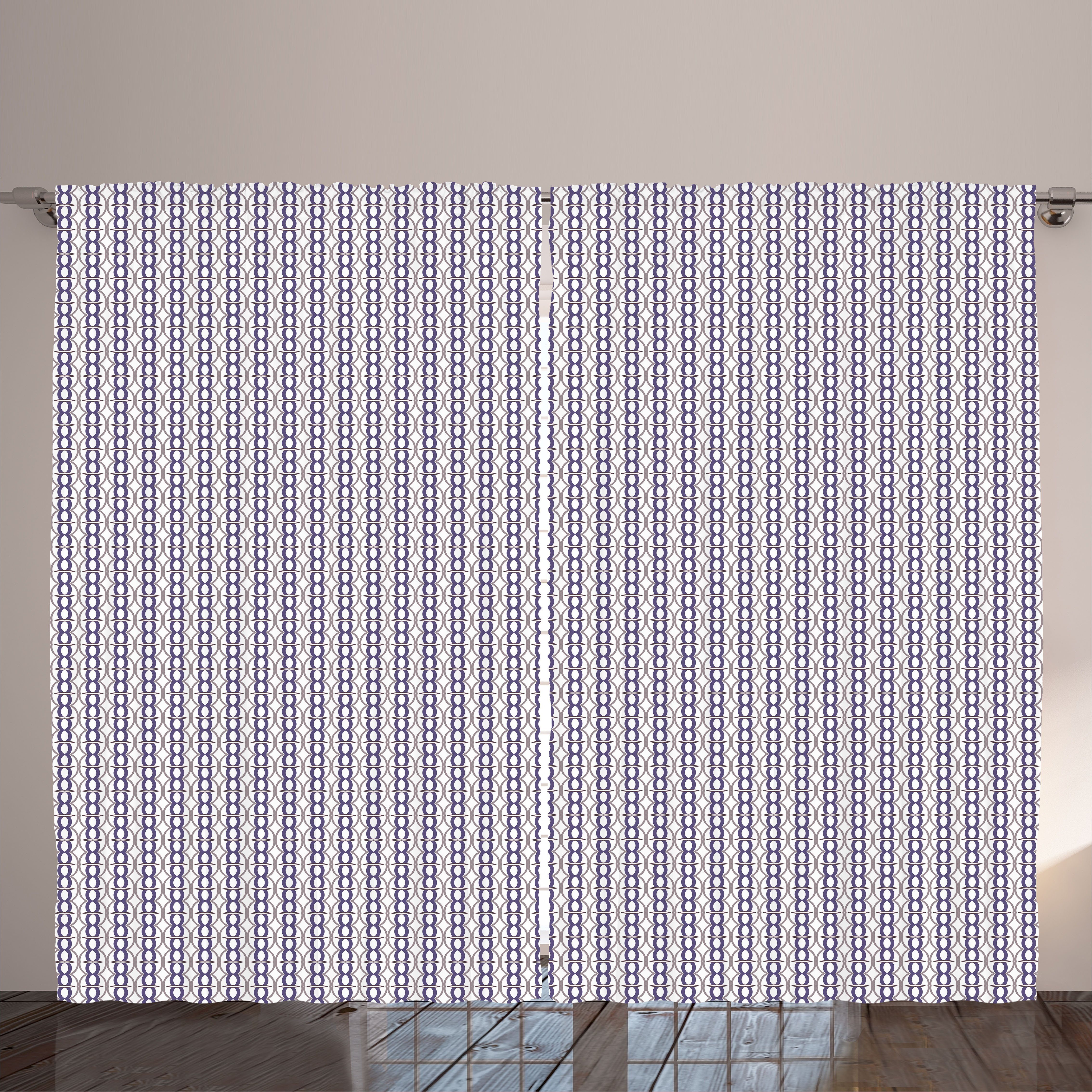 Gardine Schlafzimmer Kräuselband Vorhang mit Schlaufen und Haken, Abakuhaus, Geometrisch Abstrakte Ketten Shapes