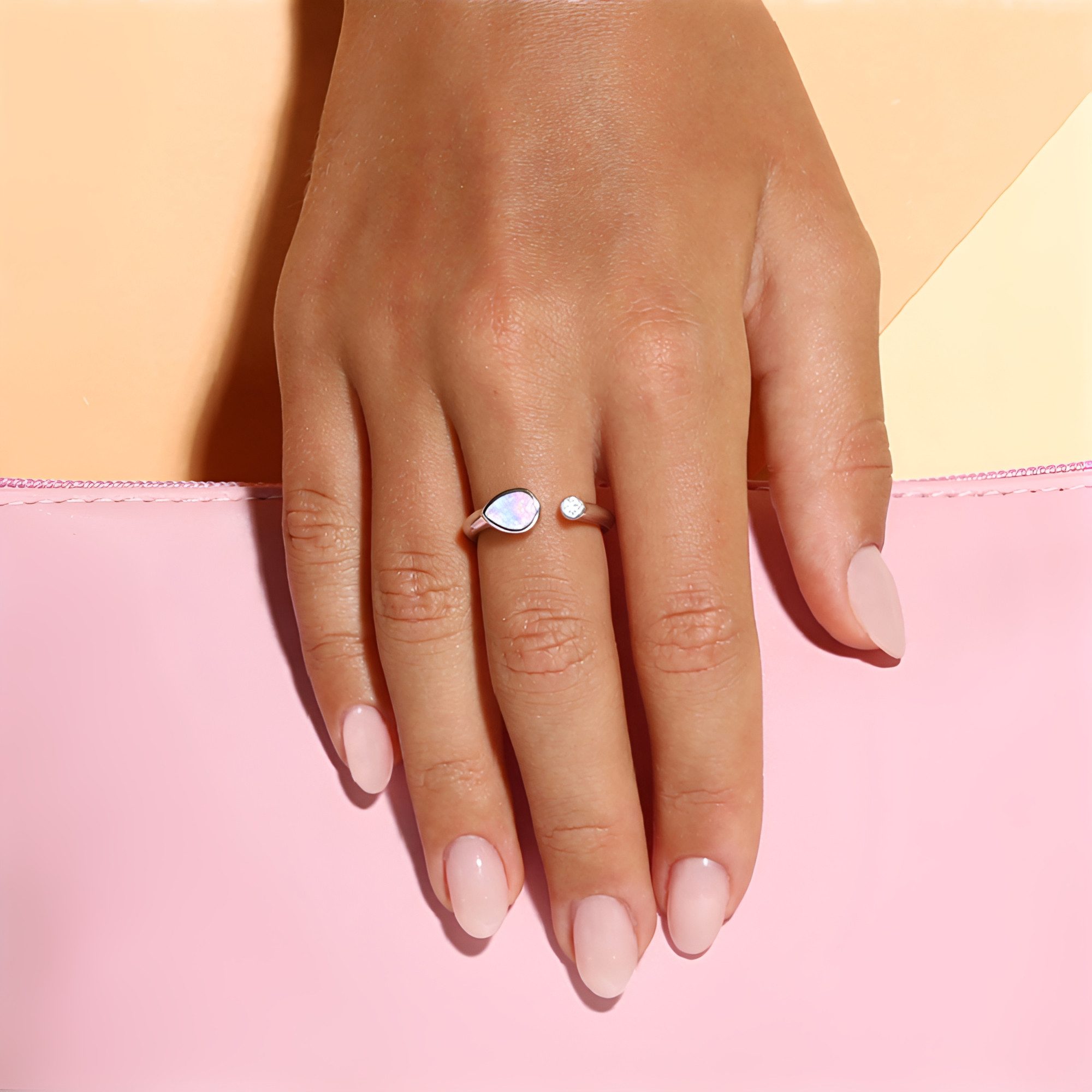 Cavill Silberring Cavill Opal Tropfen Ring 0,58 ct Sterlingsilber platinplattiert (1-tlg)