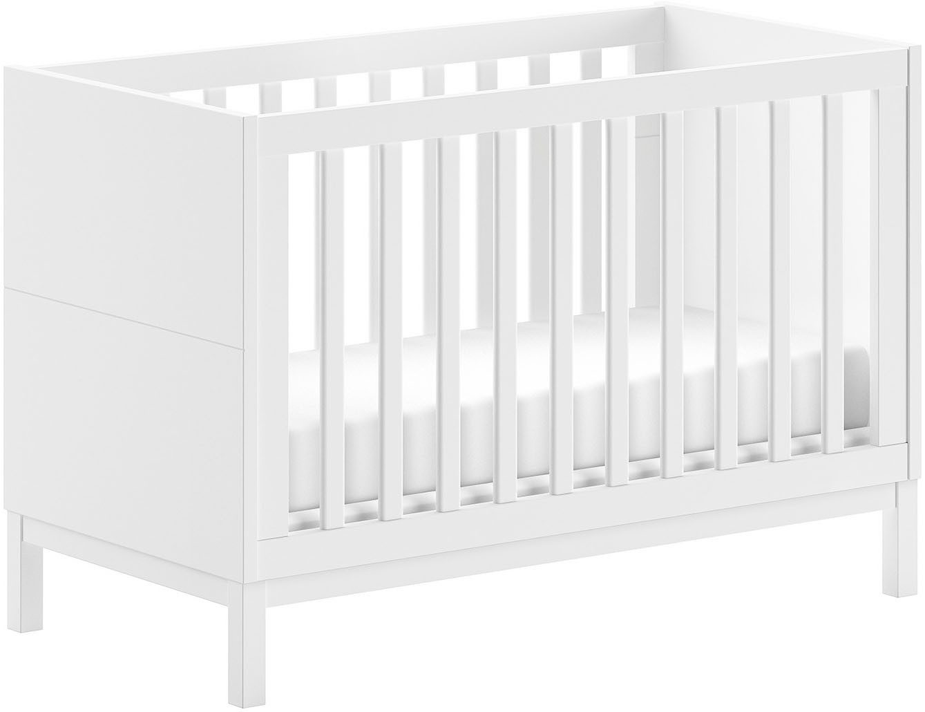 Babybett in gradlinigem Design, standfest gebaut, pflegeleichte Oberfläche