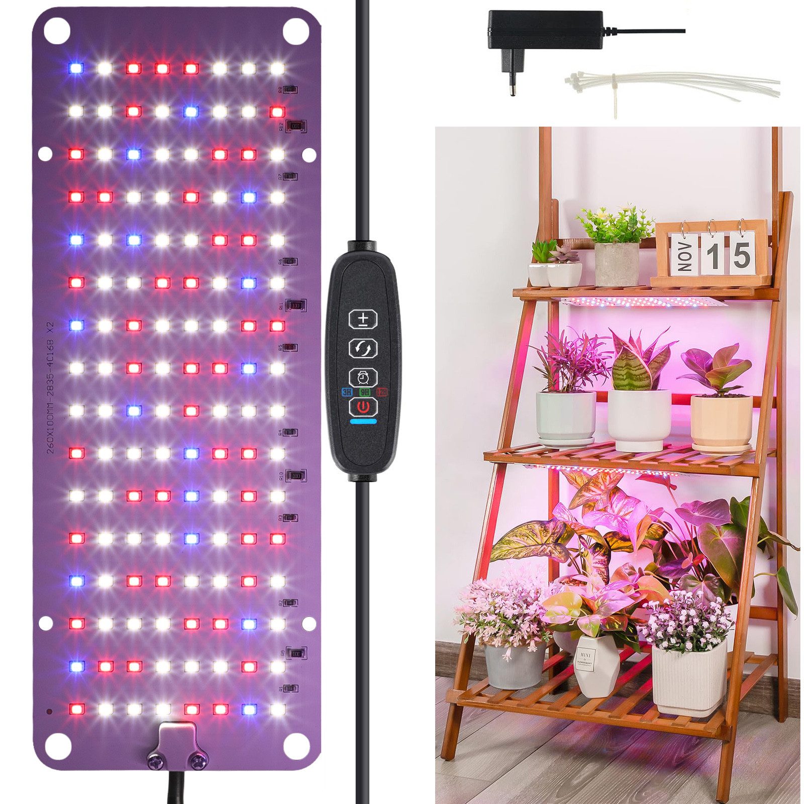 Pflanzenlampe Grow Lampe 128 LEDs Wachstumslicht,Vollspektrum,Rote,Blaue,Weiße