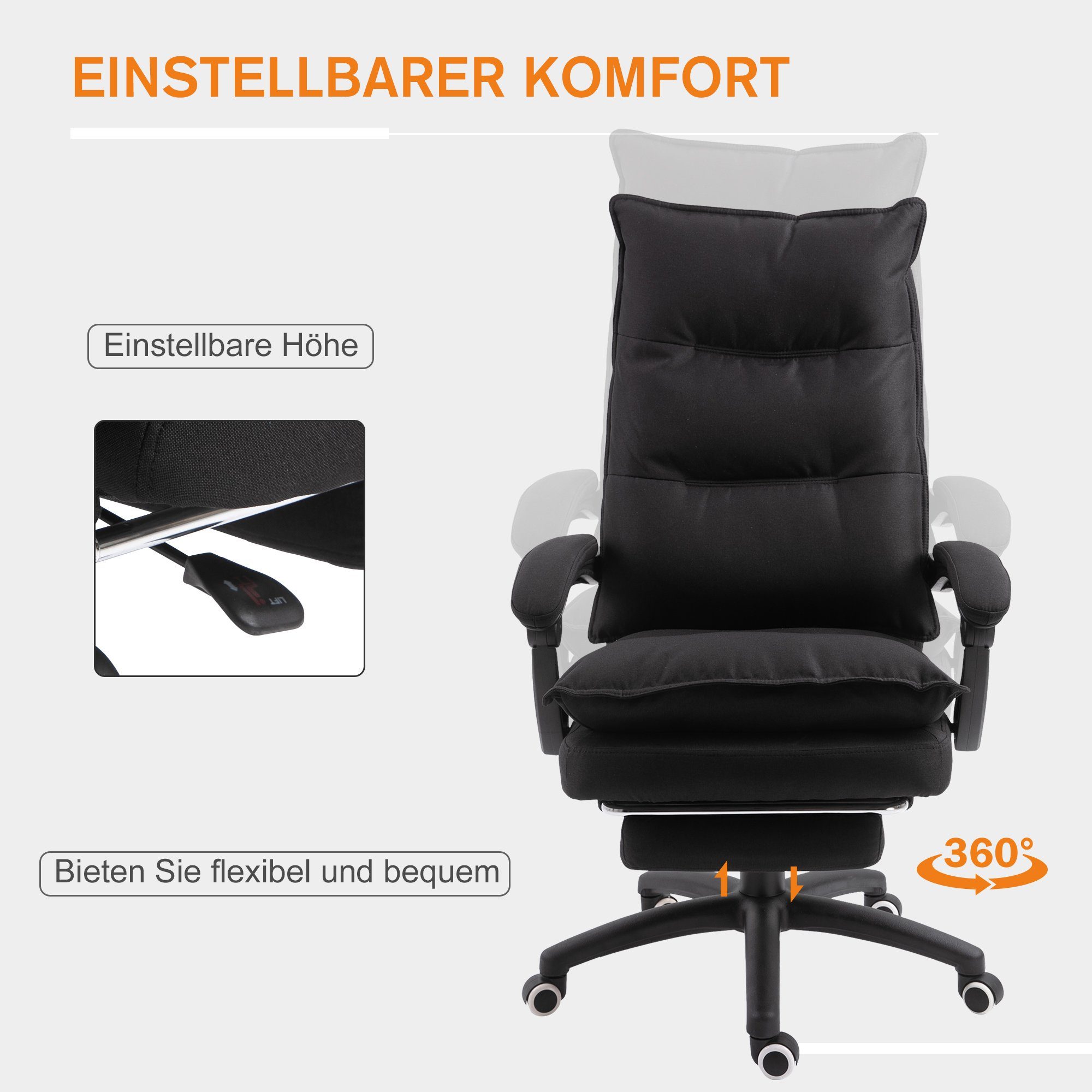 Vinsetto Schreibtischstuhl Massagestuhl Schwarz | schwarz