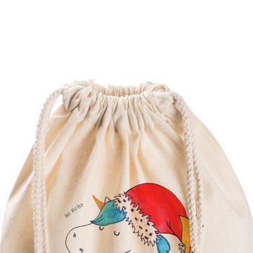 Mr. & Mrs. Panda Sporttasche Einhorn Weihnachtsmann - Transparent - Geschenk, Pegasus, Wunschzette (1-tlg), Stabile Kordel