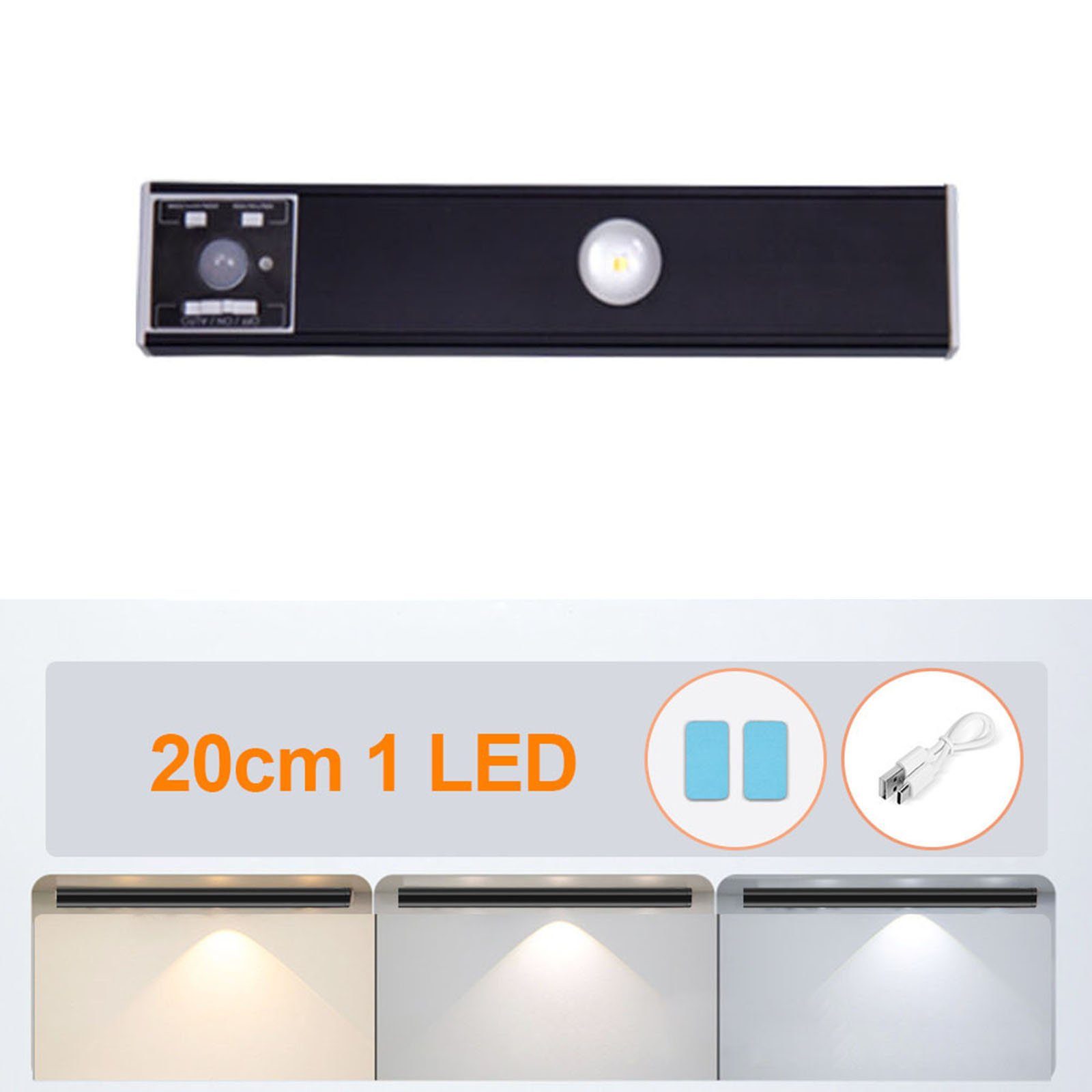 MUPOO LED Unterbauleuchte Unterbauleuchte Küche LED mit Bewegungsmelder, Schrankbeleuchtung USB Schwarz