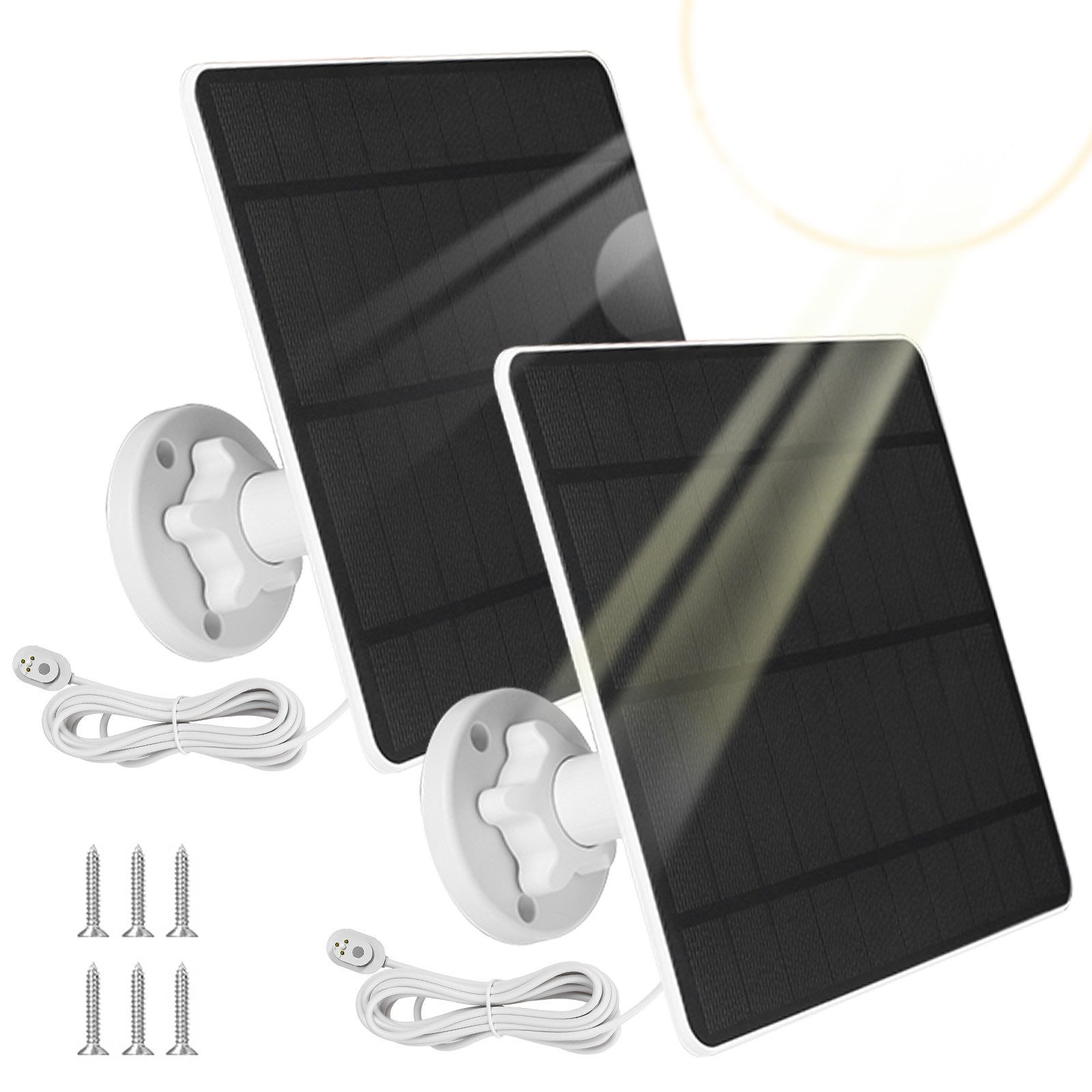 XERSEK Solarmodul 2er-Pack Solarpanel für Arlo Pro 3/4/5S/Ultra, Solarmodul, Solar Panel, (5W Mono-Panel, 3m Kabel, PET-Beschichtung, IP65, Verstellbar Halterung), IP65 Robustes Einfaches Solar Charger (Nicht für Kameras ohne Akku)