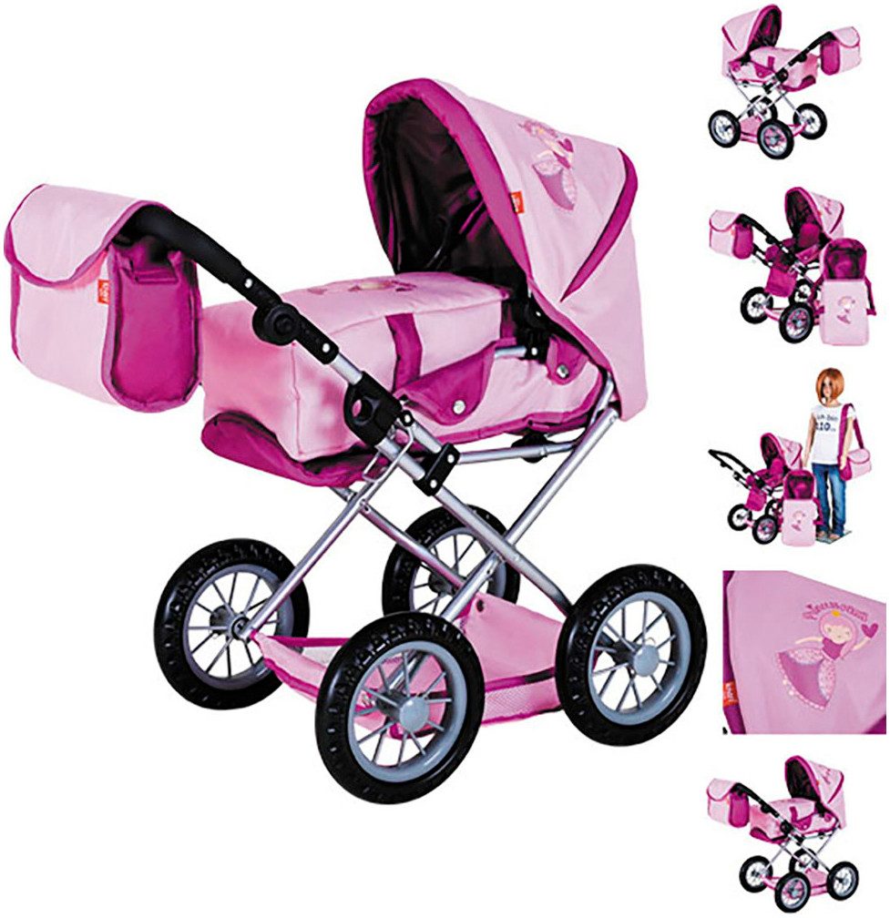 Knorrtoys® Kombi-Puppenwagen Ruby, princess pink, mit Wickeltasche