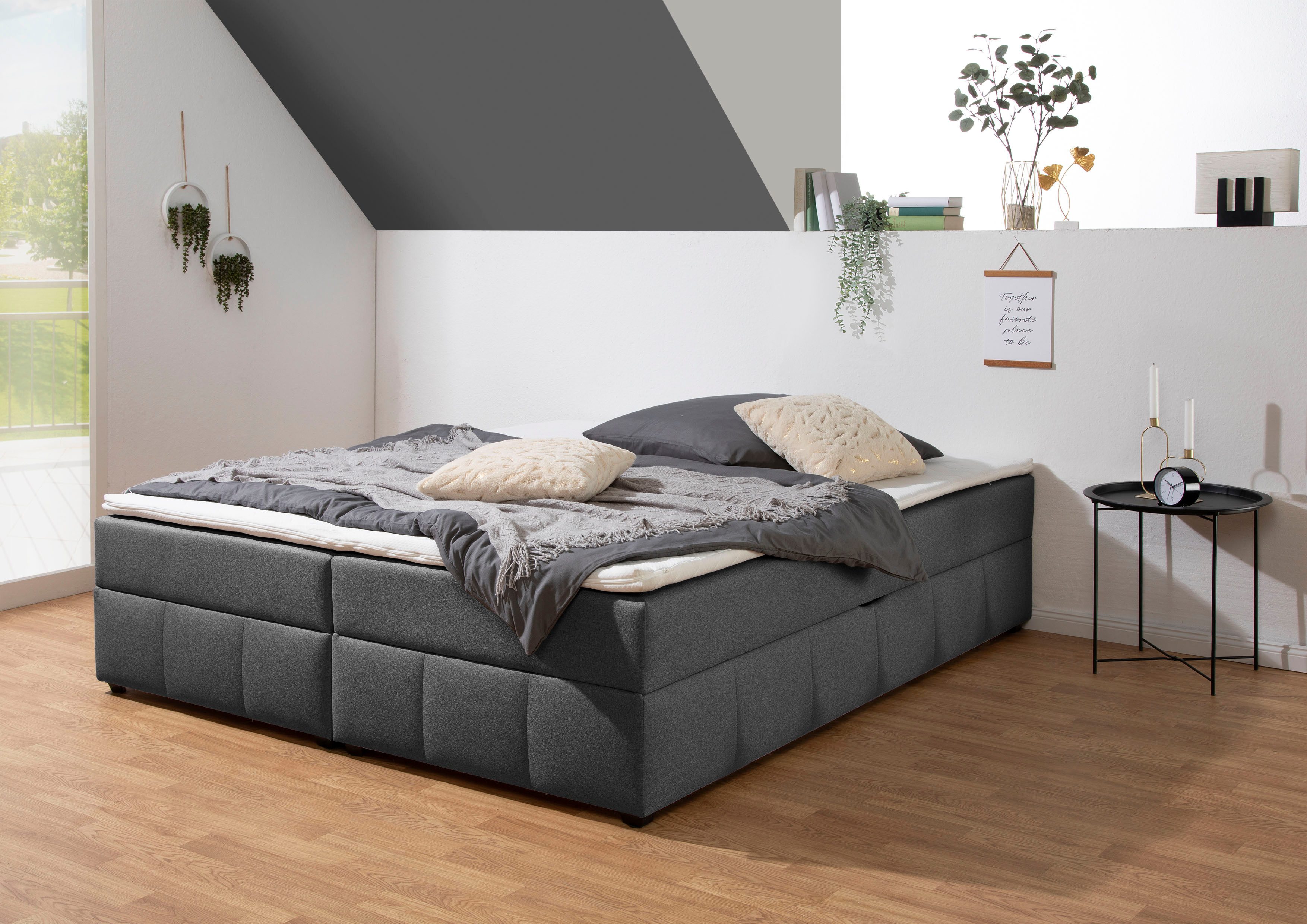 Home affaire Boxbett Niemes inkl. Bettkasten und Topper, auch in Überlänge erhältlich, Boxbett ohne Kopfteil, inkl. Topper