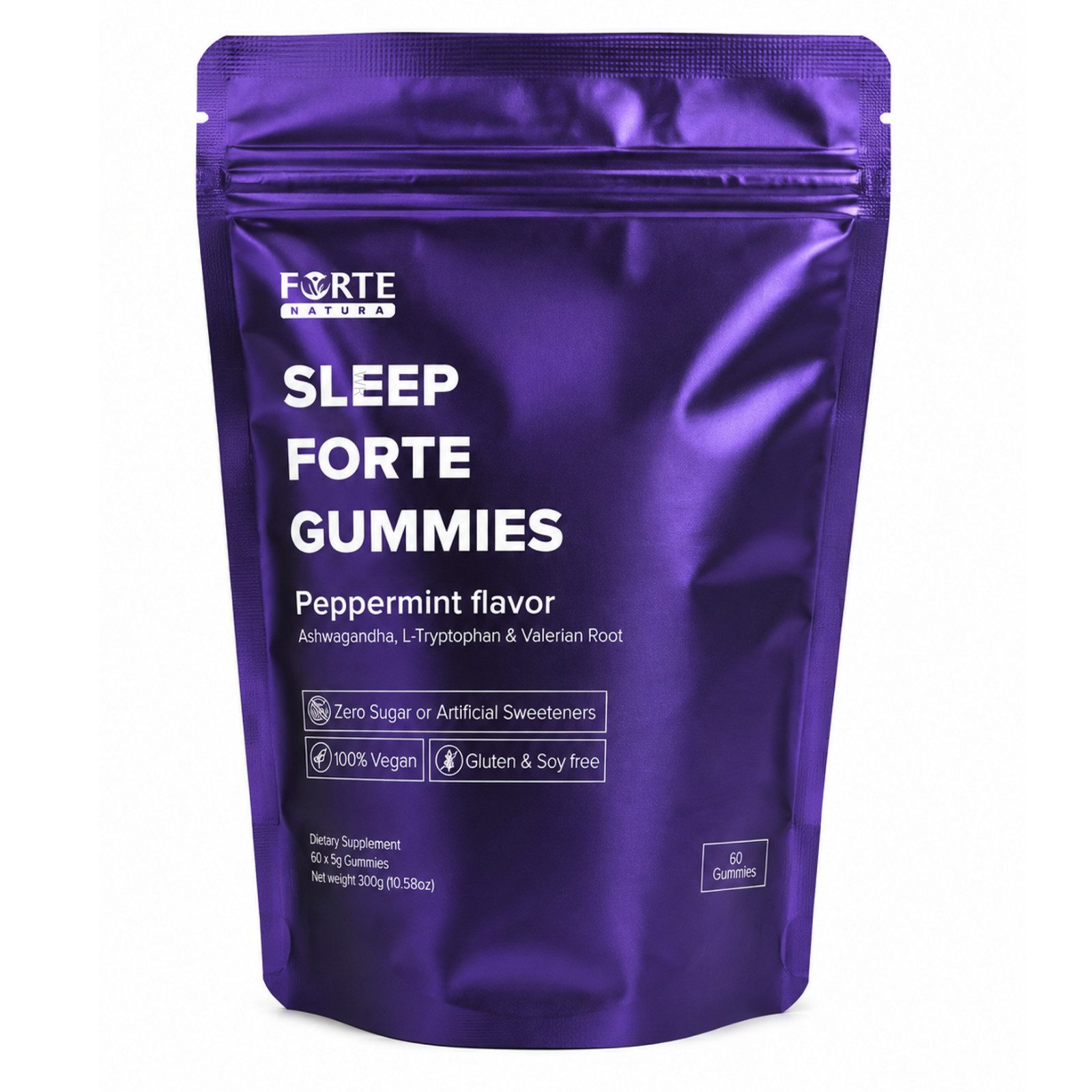 Sleep Forte Gummies Sleep Forte Gummies Fruchtgummies, 300 g, Vegan – Zuckerfrei – Glutenfrei – Sojafrei – ohne Süßungsmittel