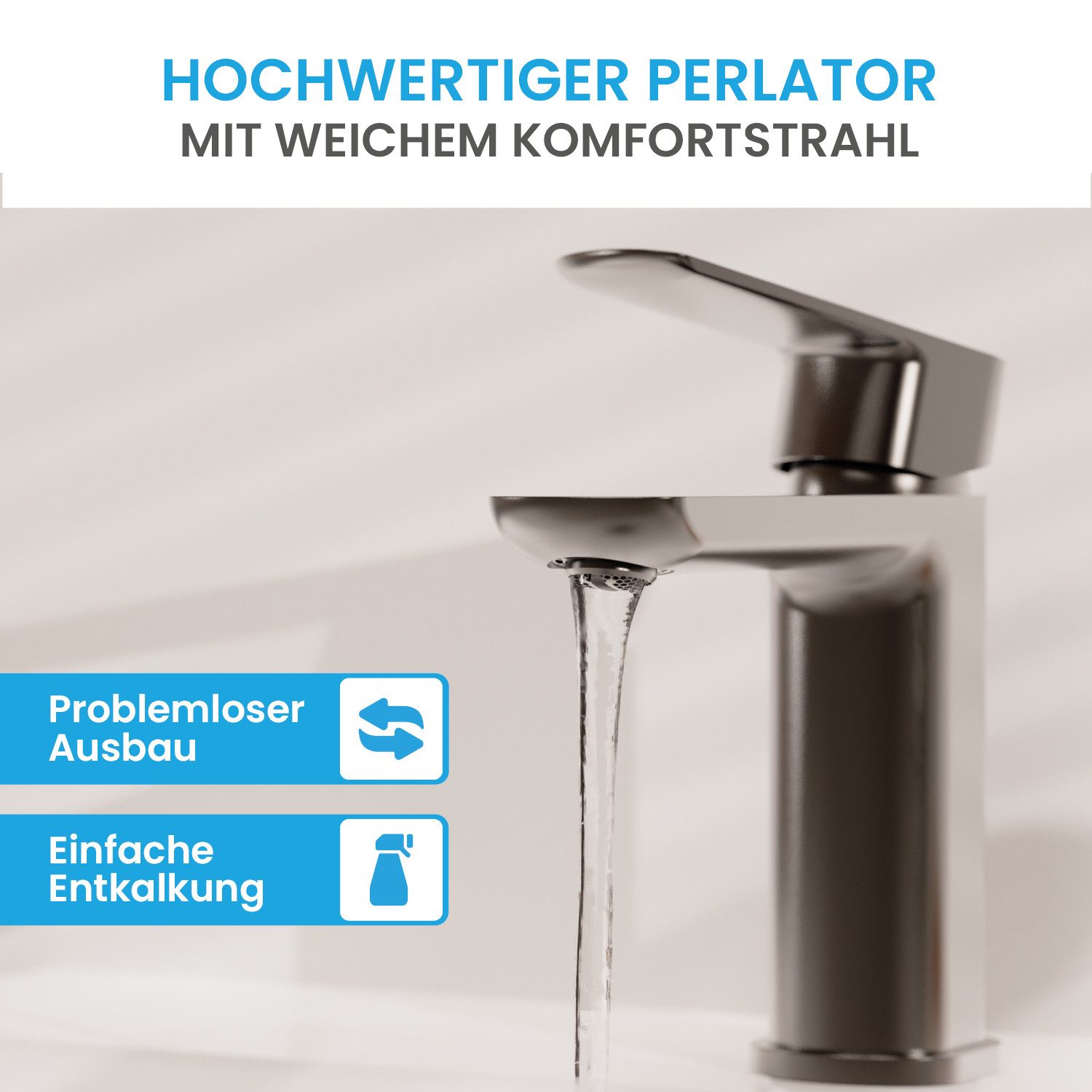 Bächlein Badarmatur Elegante Waschtischarmatur Mizarela (Anthrazit) günstig online kaufen