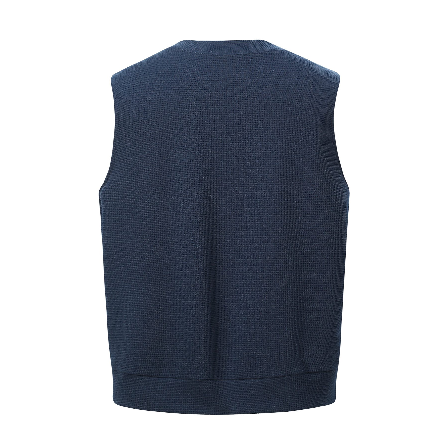 Allthemen Strickweste Herren ärmellose Strickweste mit V-Ausschnitt Waffelmuster, Taschen – Bild 2 von 5