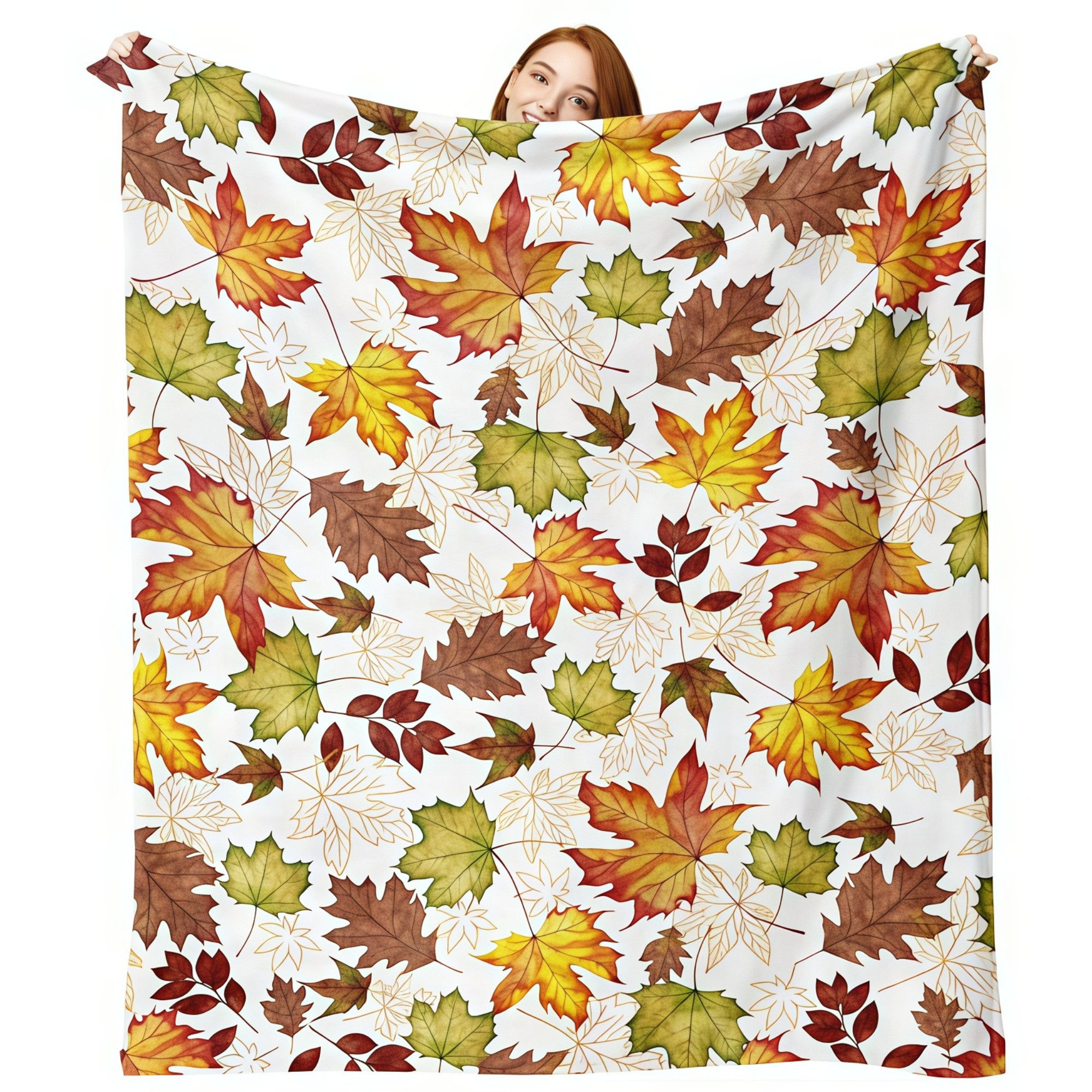 Wohndecke Herbstdecke mit Ahornblatt-Motiv, 130 × 150 cm, für Sofa & Kinder, FOUORTUNATE-BEE, Fleecedecke mit Ahornblättern, 130 × 150 cm, Herbst- & Festtagsdeko