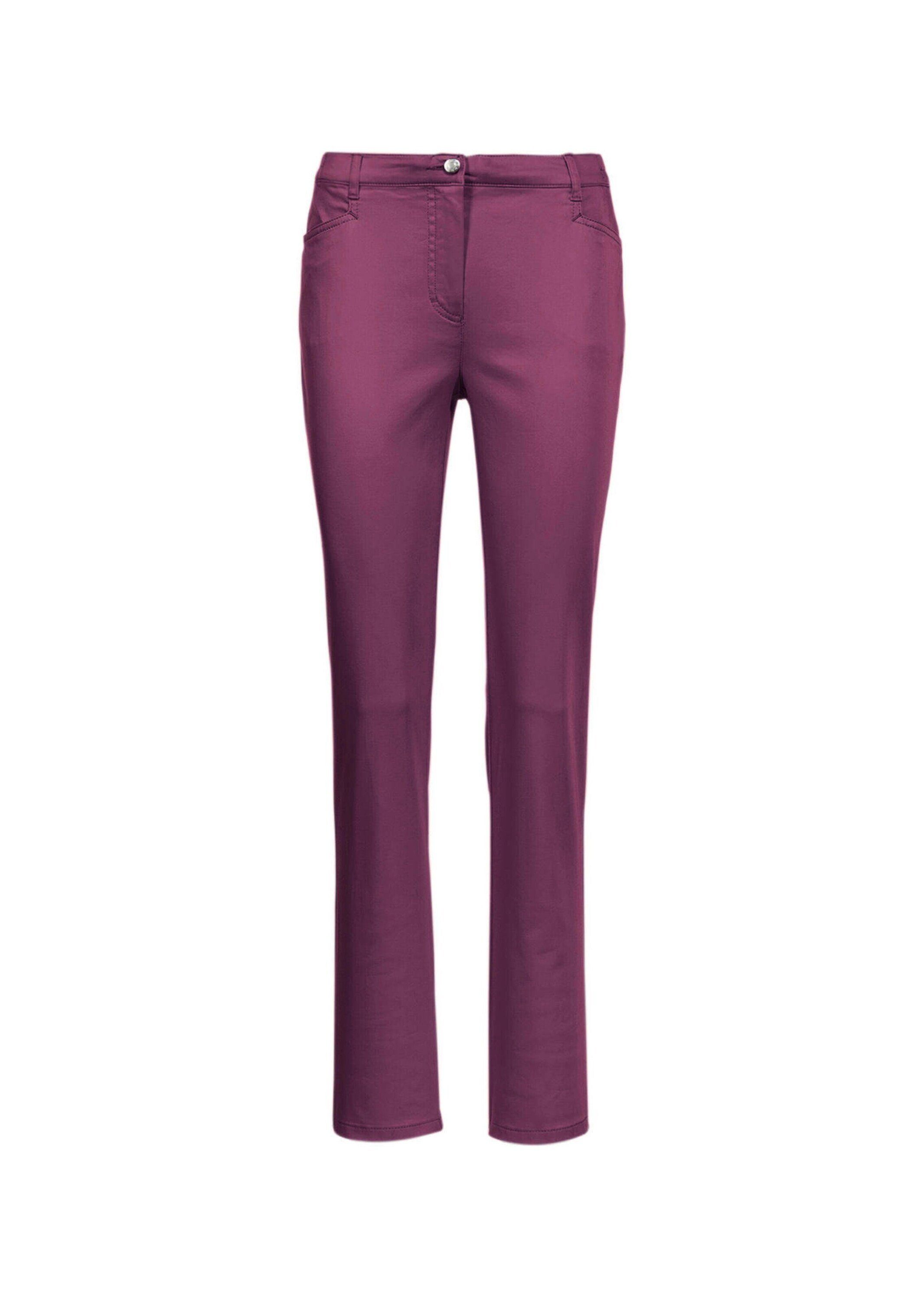 GOLDNER Stoffhose Leichte CARLA Baumwoll-Hose aubergine