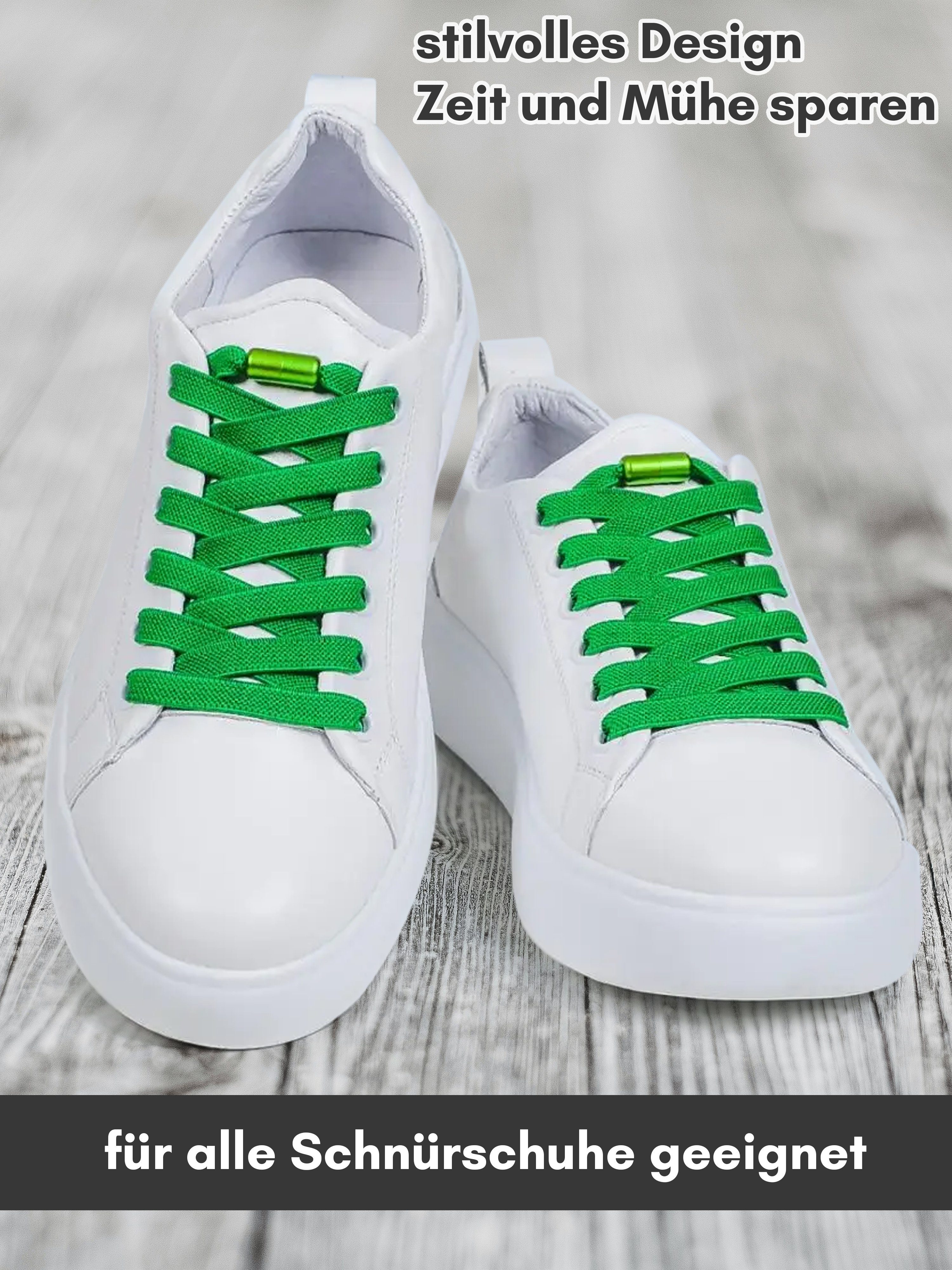 ELANOX Schnürsenkel 4 Stück 8 mm BREIT elastische Schnürsenkel mit Mettalkapseln